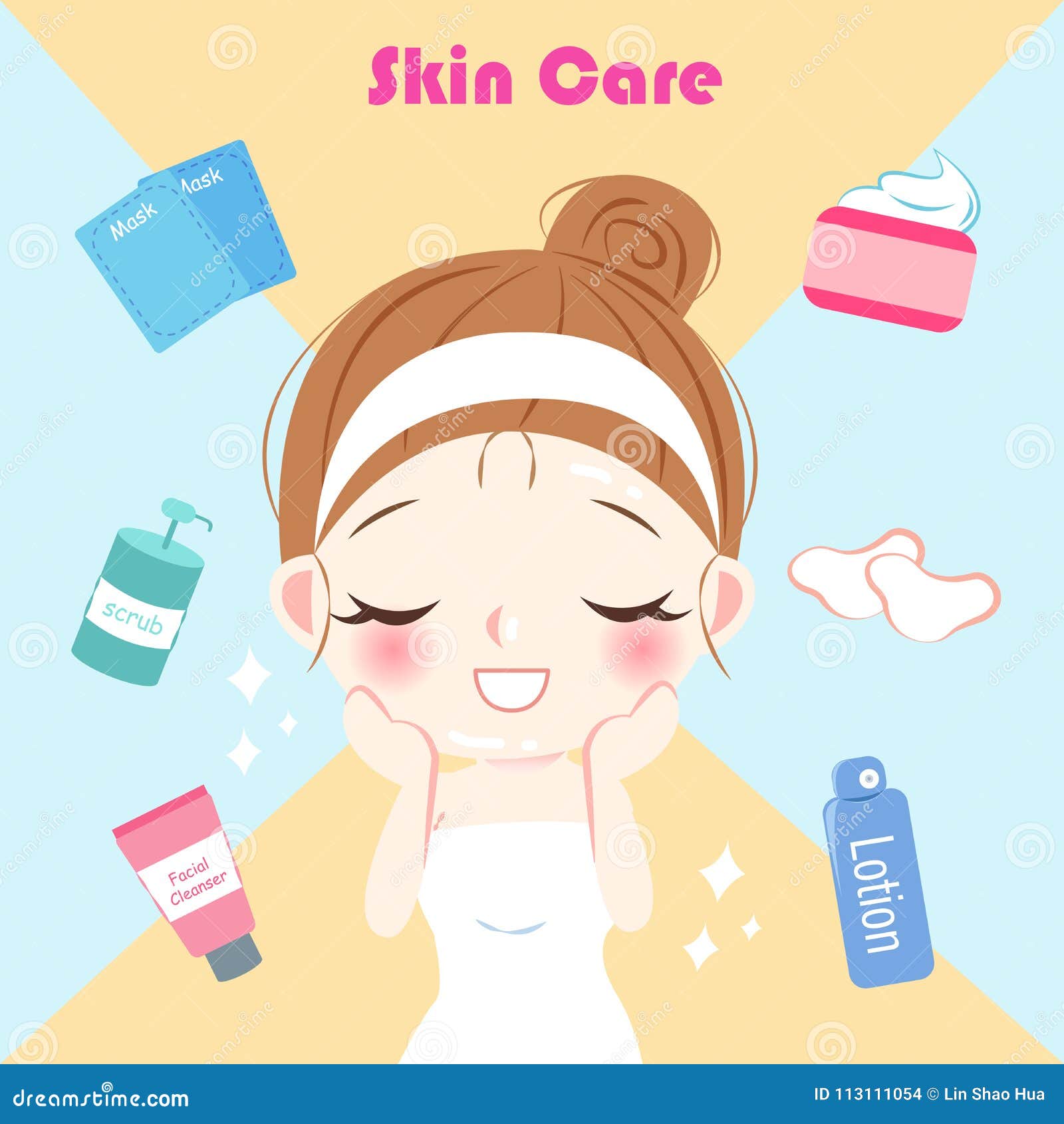 Cartoon skin care woman stock illustration. Illustration of cartoon -  113111054