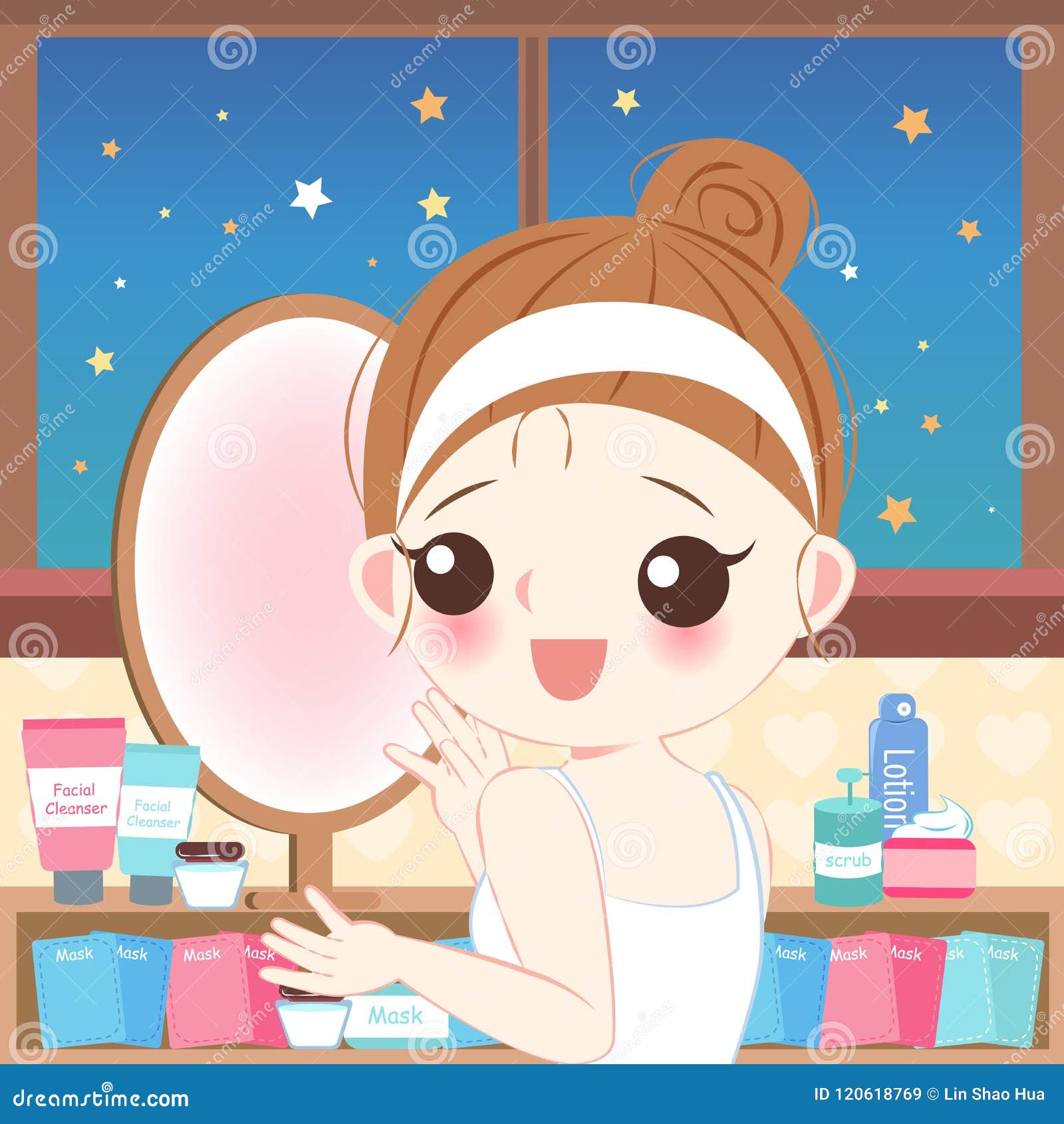 Cartoon skin care woman stock vector. Illustration of cream - 120618769 Cartoon skin care woman stock vector. Illustration of cream - 120618769
