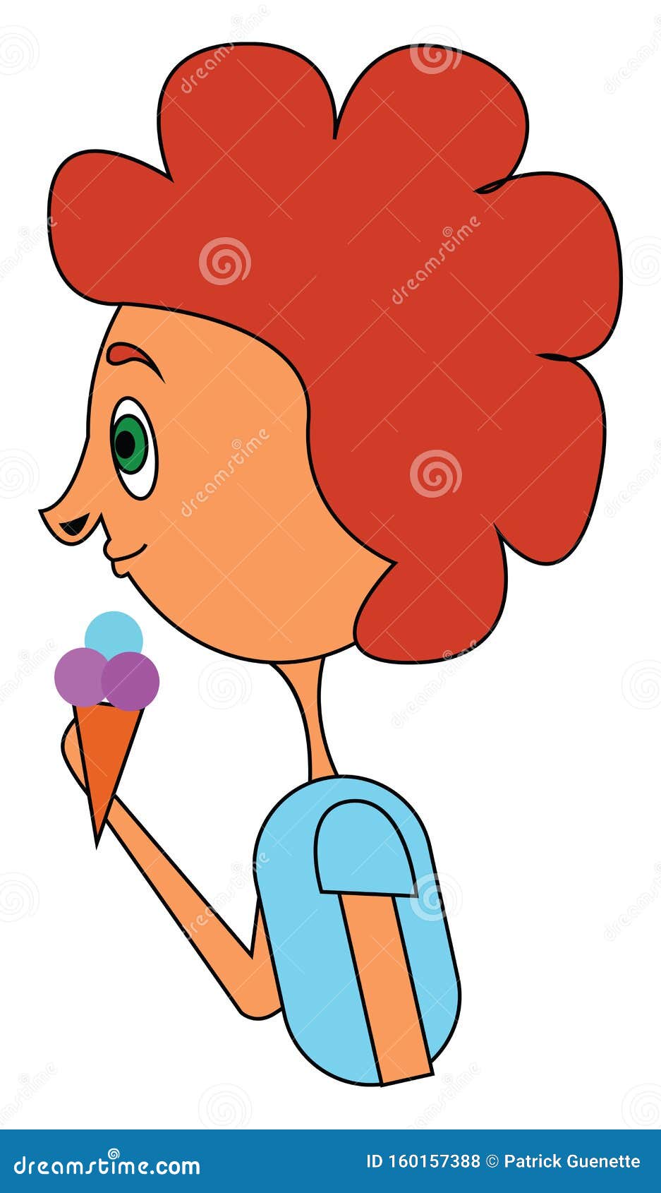 Download Cartoon Skinny Boy With A Cone Ice Cream Set On Isolated White Background Viewed From The Side ...