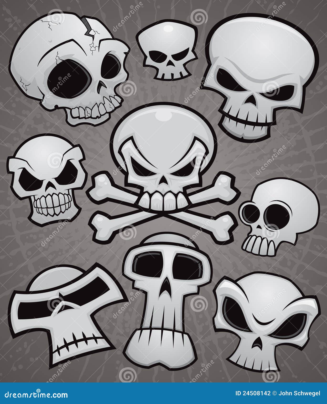 Collection Of Vector Cartoon Skulls In Various Styles Stock Illustration   Download Image Now  iStock