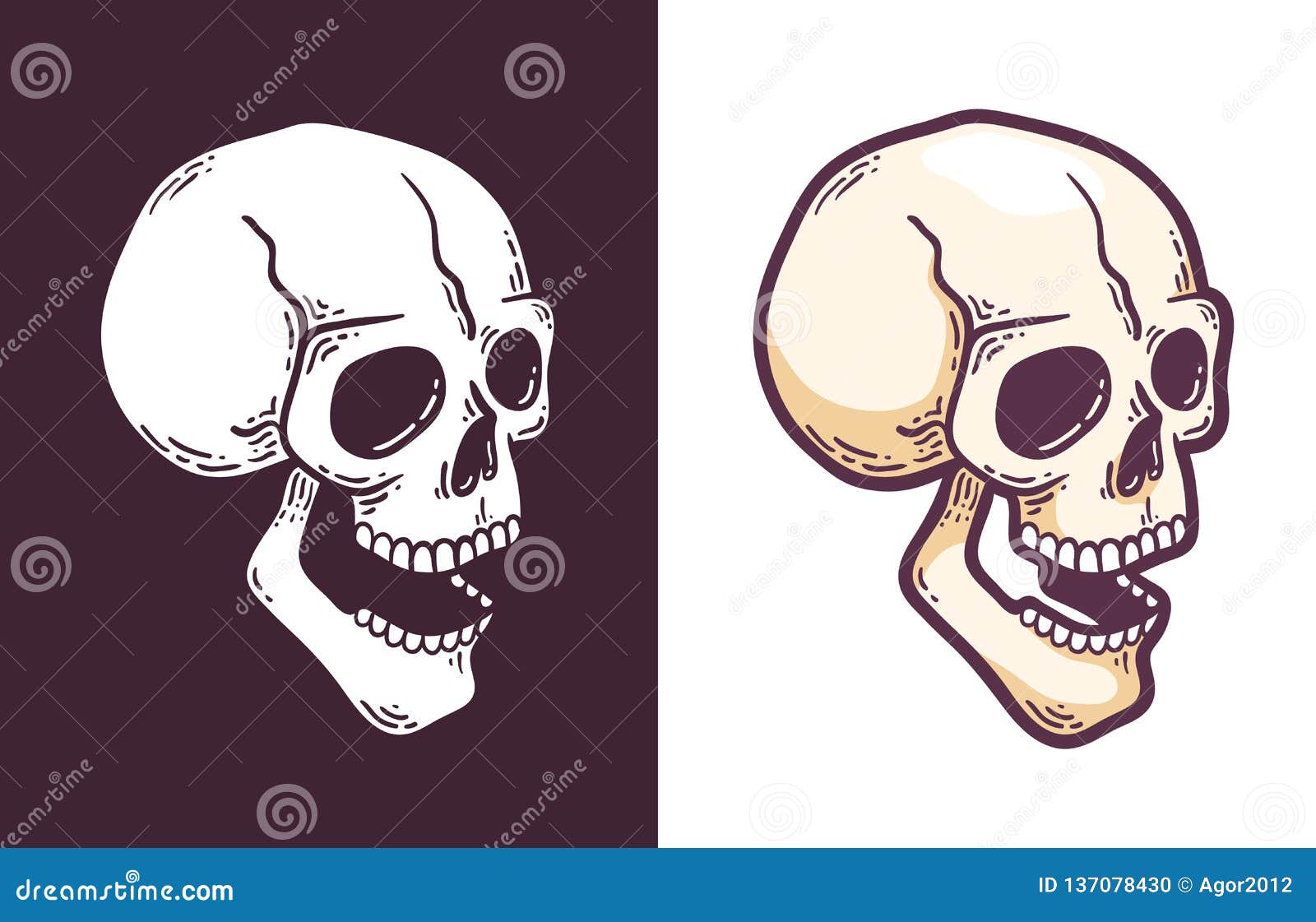Cartoon Skull with Open Mouth Perspective View Stock Vector - Illustration  of killer, isolated: 137078430