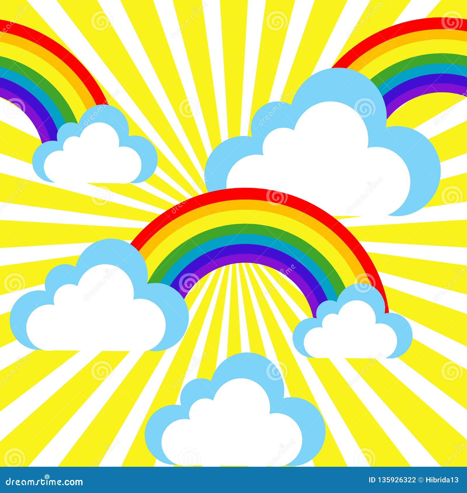 Cartoon Sky with Rainbows and Clouds Stock Vector - Illustration of bright, drawing: 135926322 Cartoon Sky with Rainbows and Clouds Stock Vector - Illustration of bright, drawing: 135926322