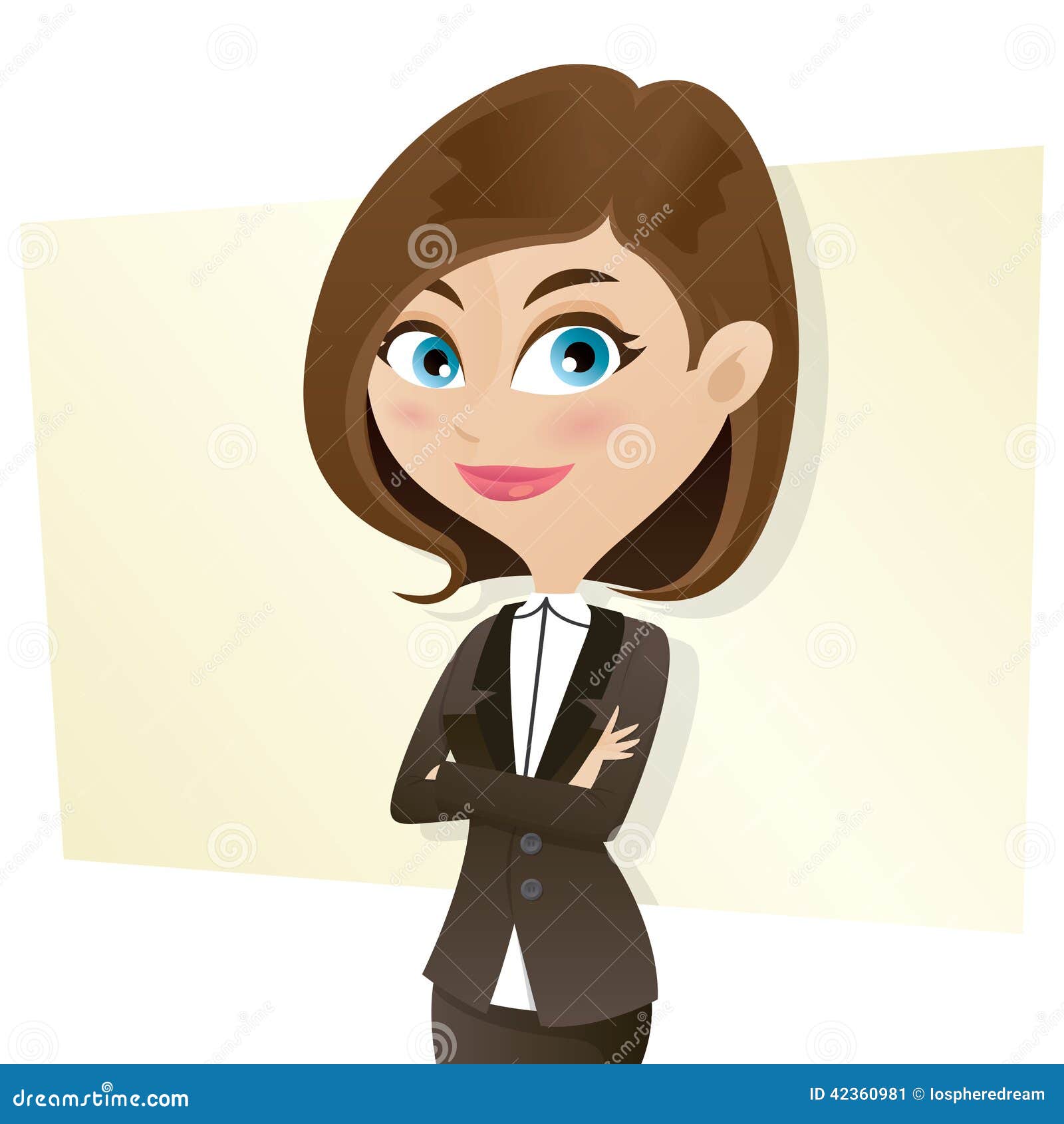 Cartoon Smart Girl in Business Uniform with Folded Arms Stock Vector -  Illustration of manager, occupation: 42360981