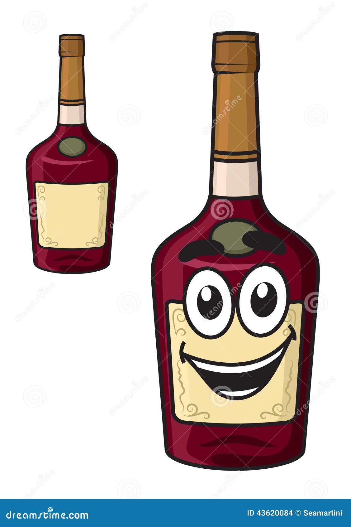 Cartoon Smiling Alcohol Bottle Stock Vector - Illustration of cork