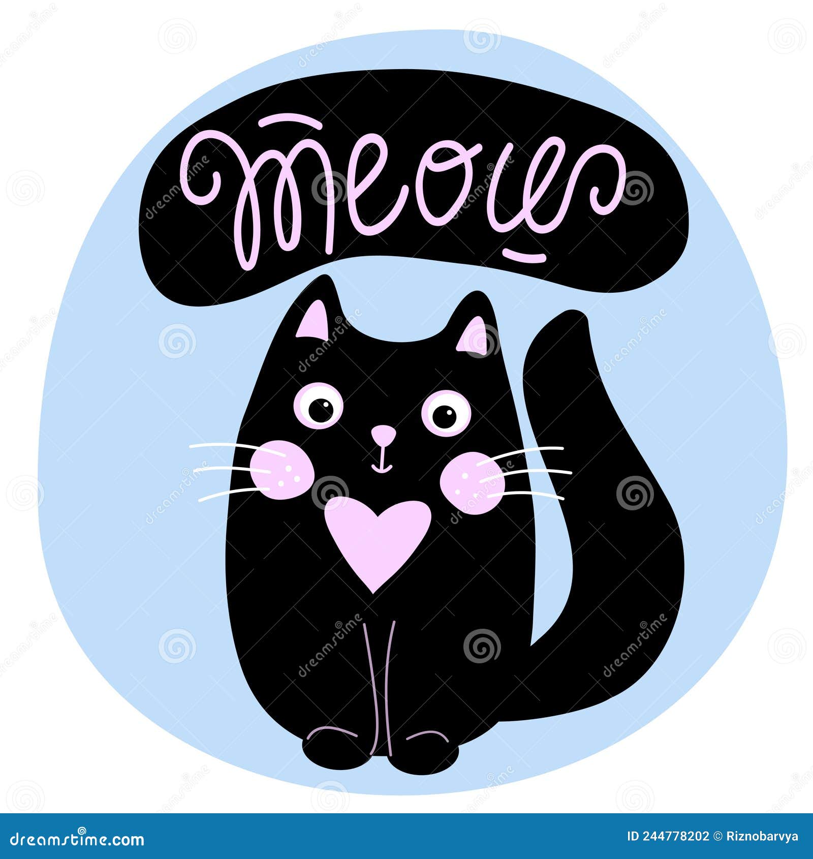 Meow Black Cat Pink Button - Home