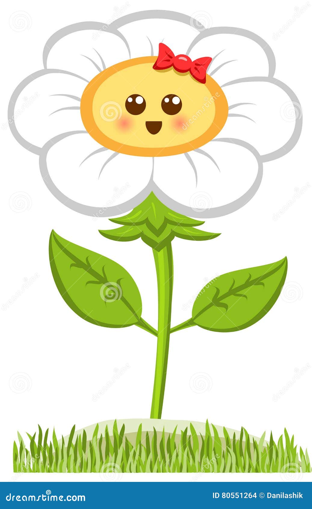 Cartoon Smiling Chamomille, Happy Daisy Isolated on White. Vector ...