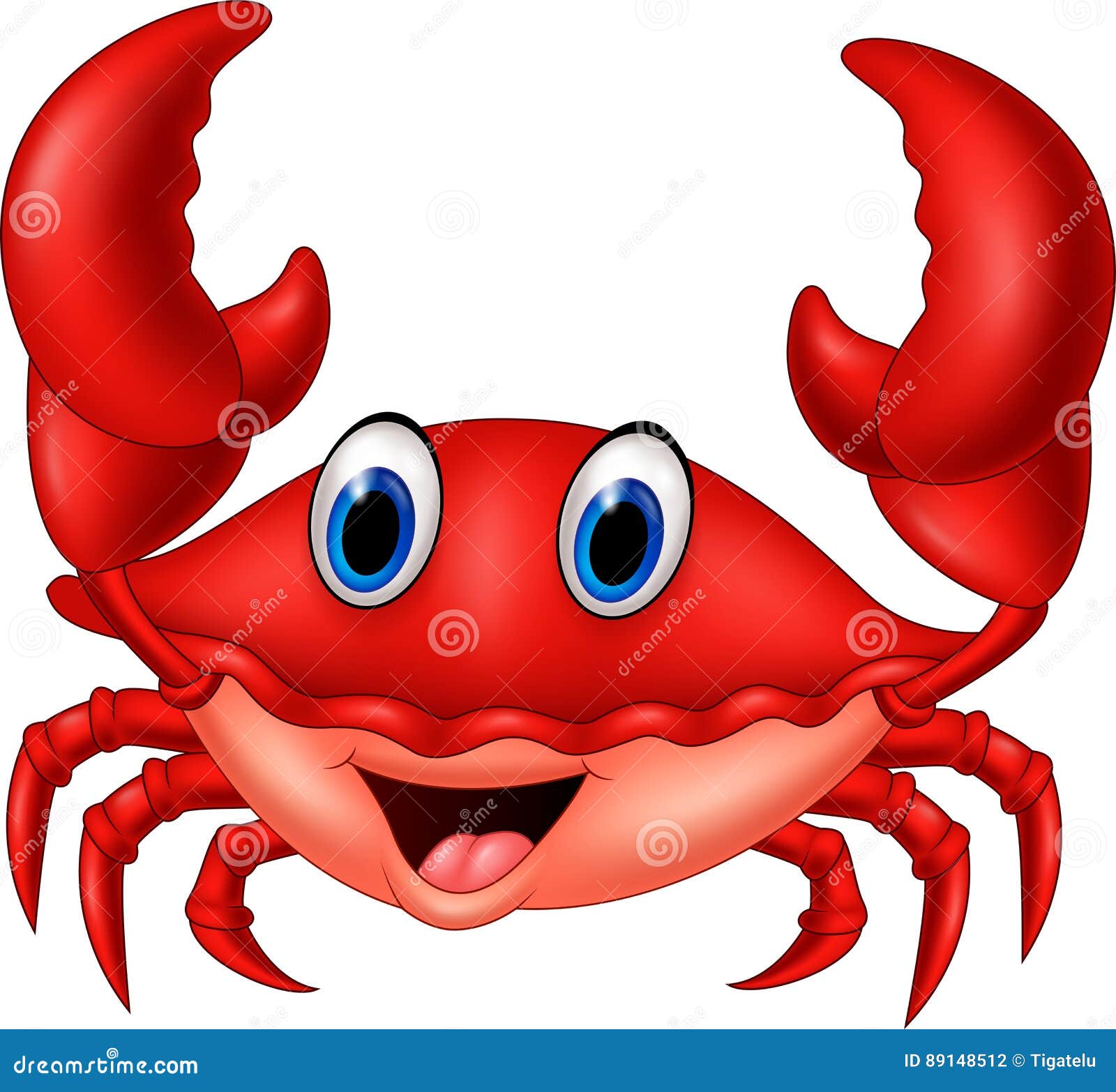 Cartoon smiling crab stock vector. Illustration of shell 89148512