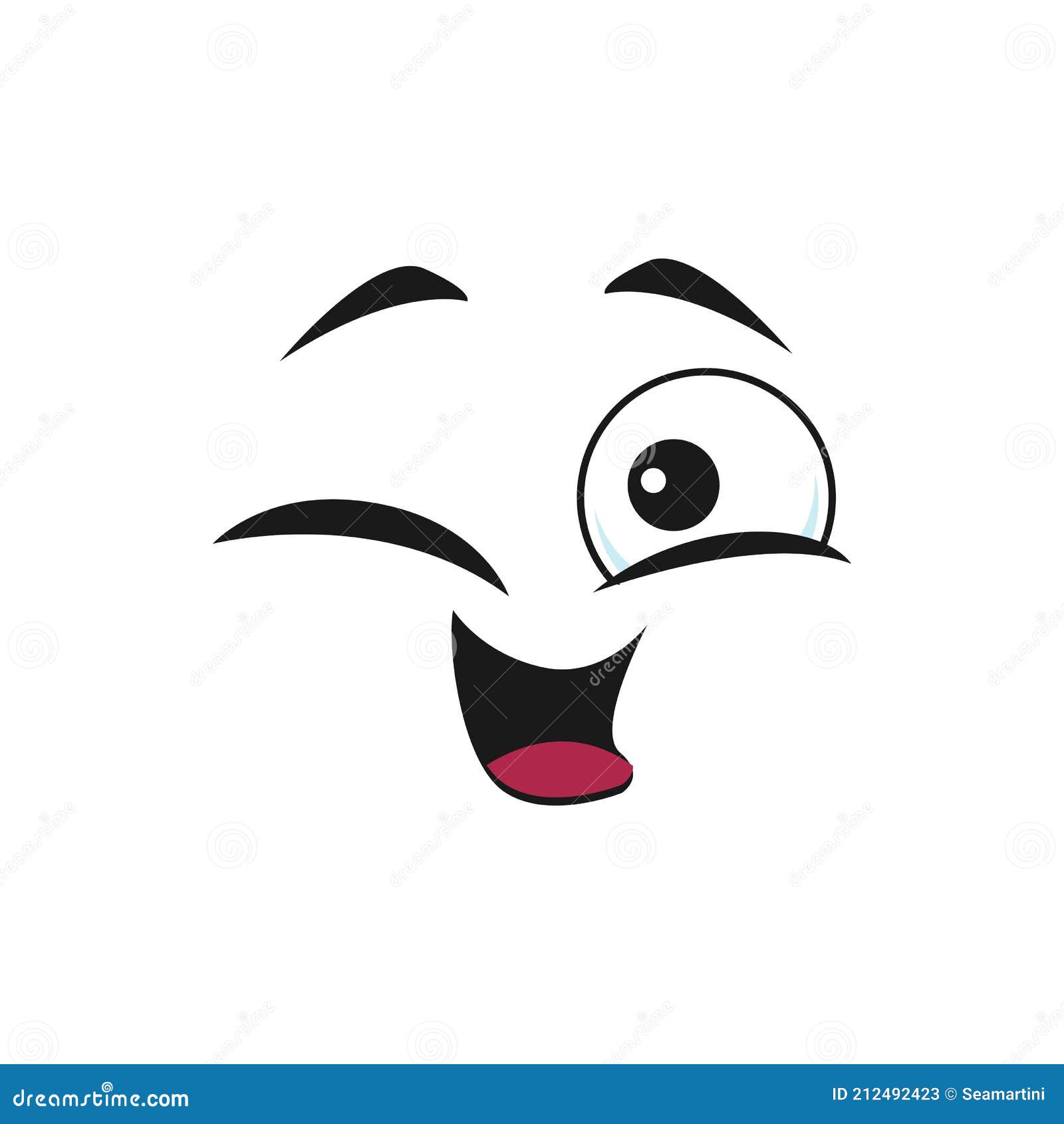 Cartoon Smiling Face, Funny Emoji with Wink Eye Stock Vector - Illustration  of happy, friendly: 212492423