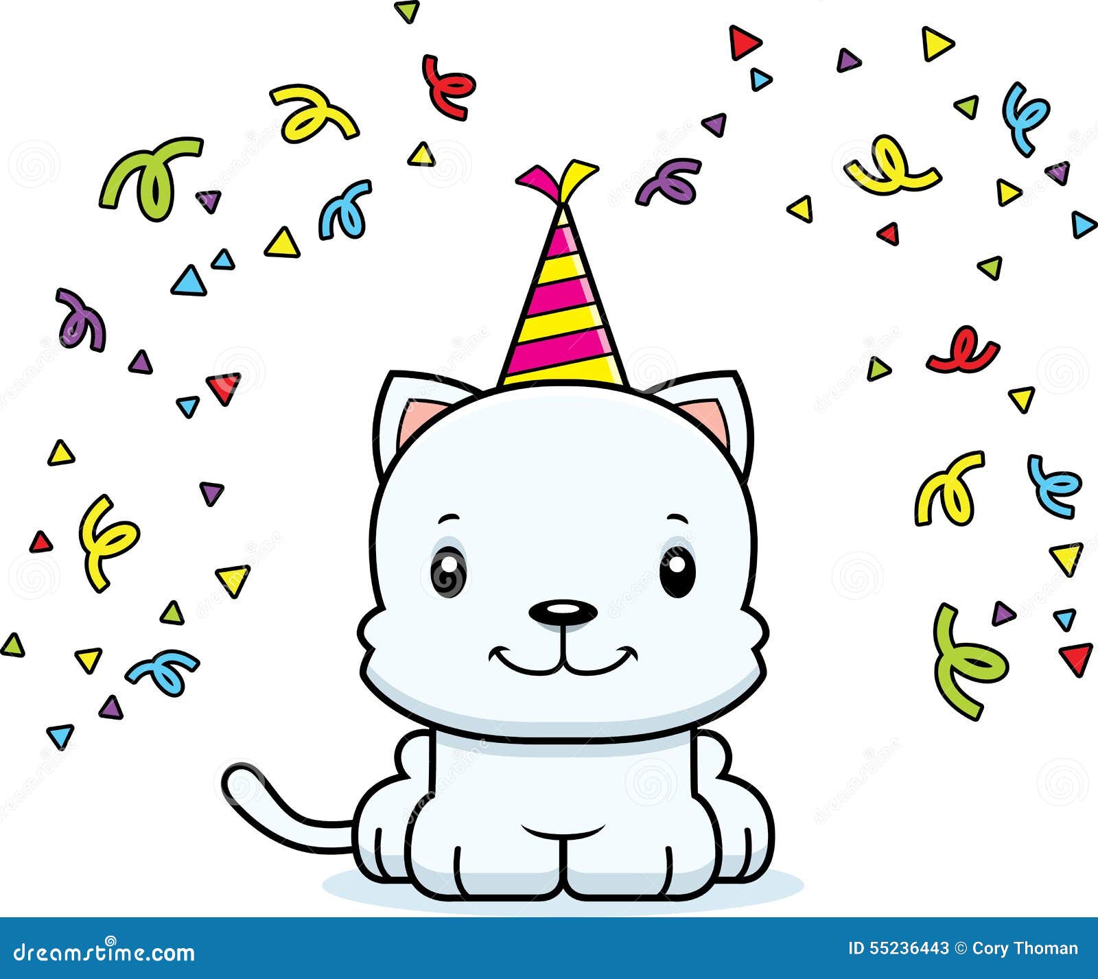 Cartoon Smiling Party Kitten Stock Vector - Illustration of party