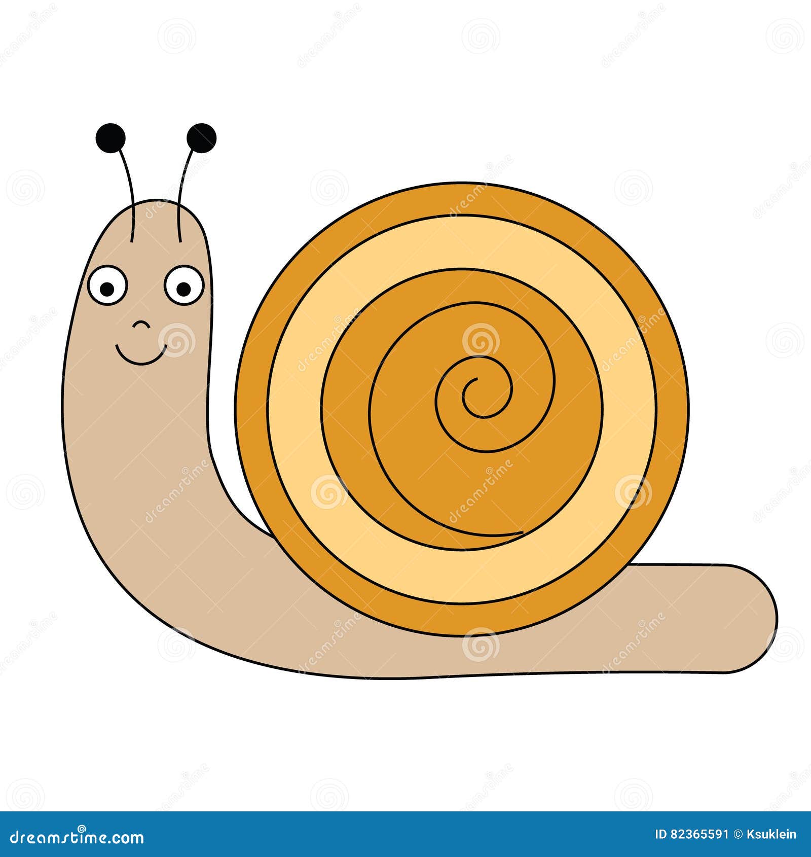 Cartoon Snail Character. Vector Illustration, Design Element Stock