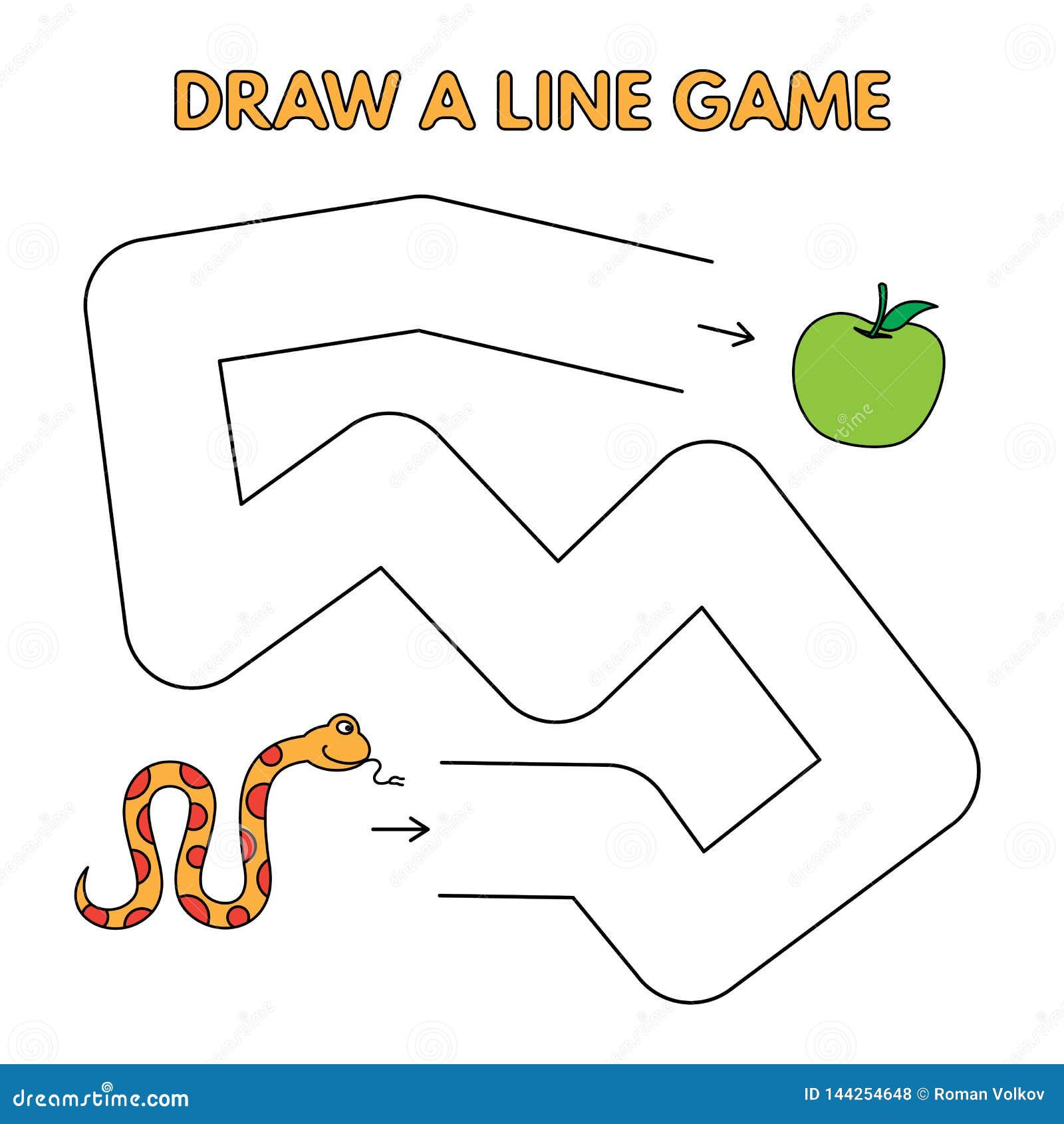 Cartoon Snake Draw a Line Game for Kids Stock Vector - Illustration of  coloring, children: 144254648