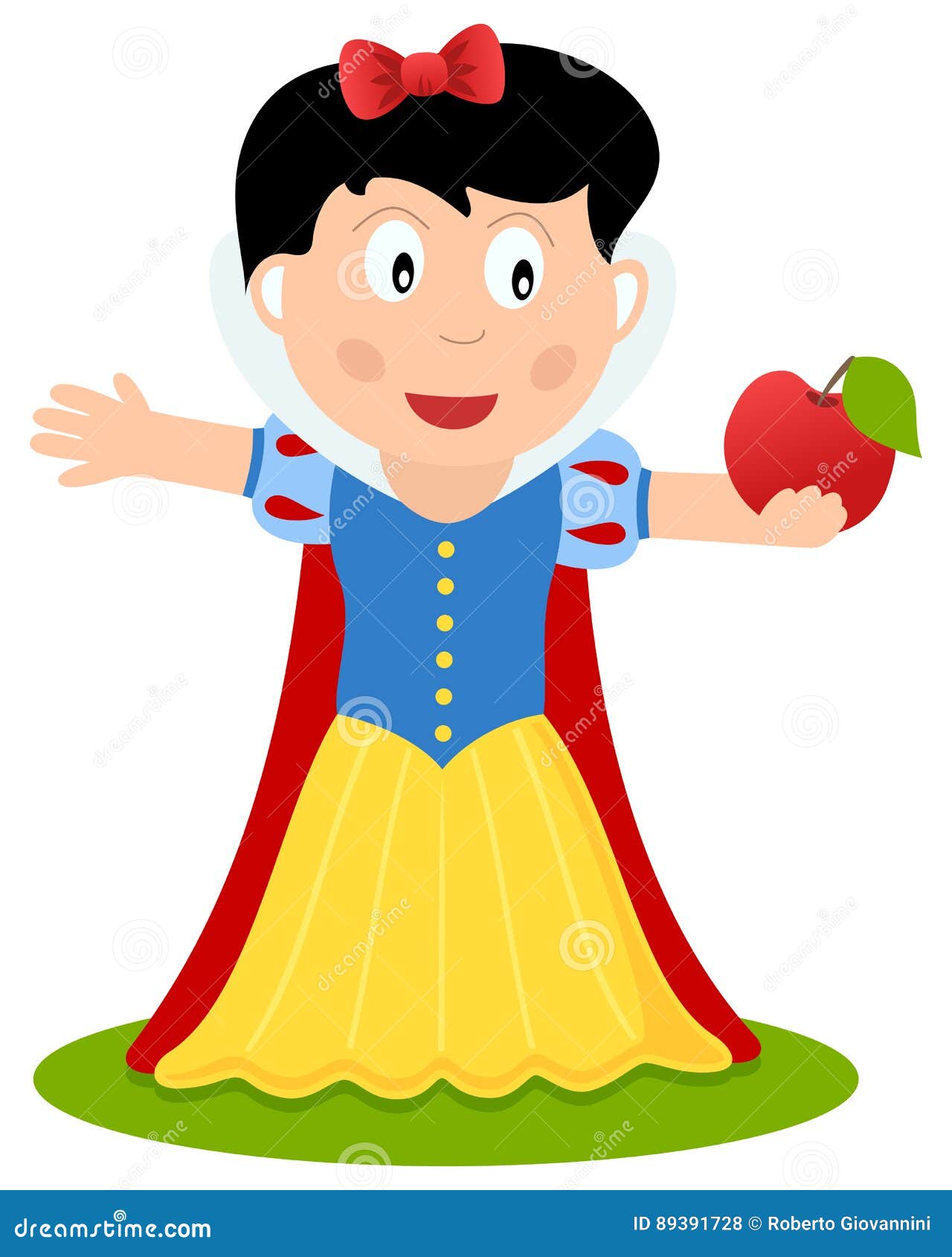 Download Cartoon Snow White Holding A Red Apple Stock Vector ...