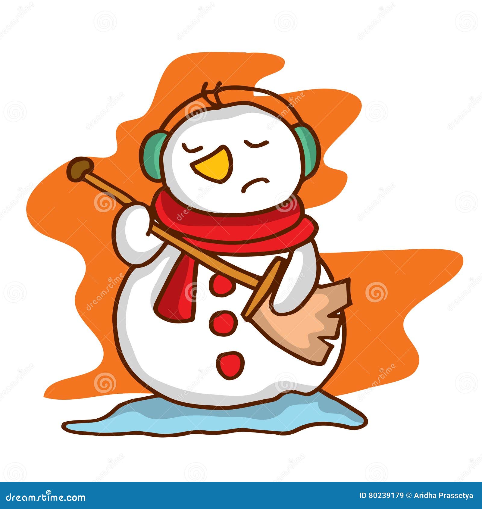 Cartoon Snowman with Headphone Happy Stock Vector - Illustration of ...