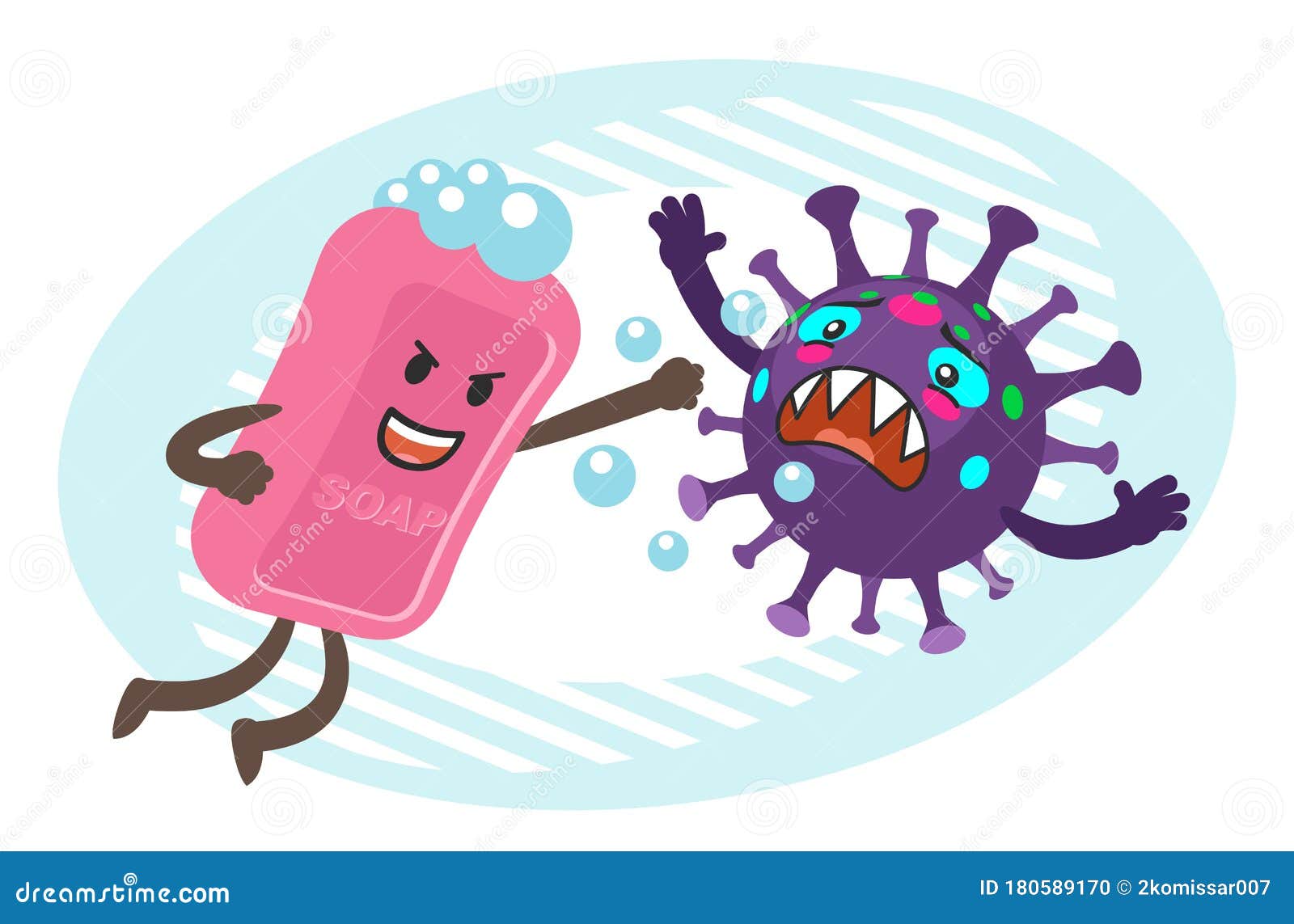 Cartoon Soap Character Versus Coronavirus Character. the Soap is Fighting  Against the Coronavirus Stock Vector - Illustration of hygiene, quarantine:  180589170