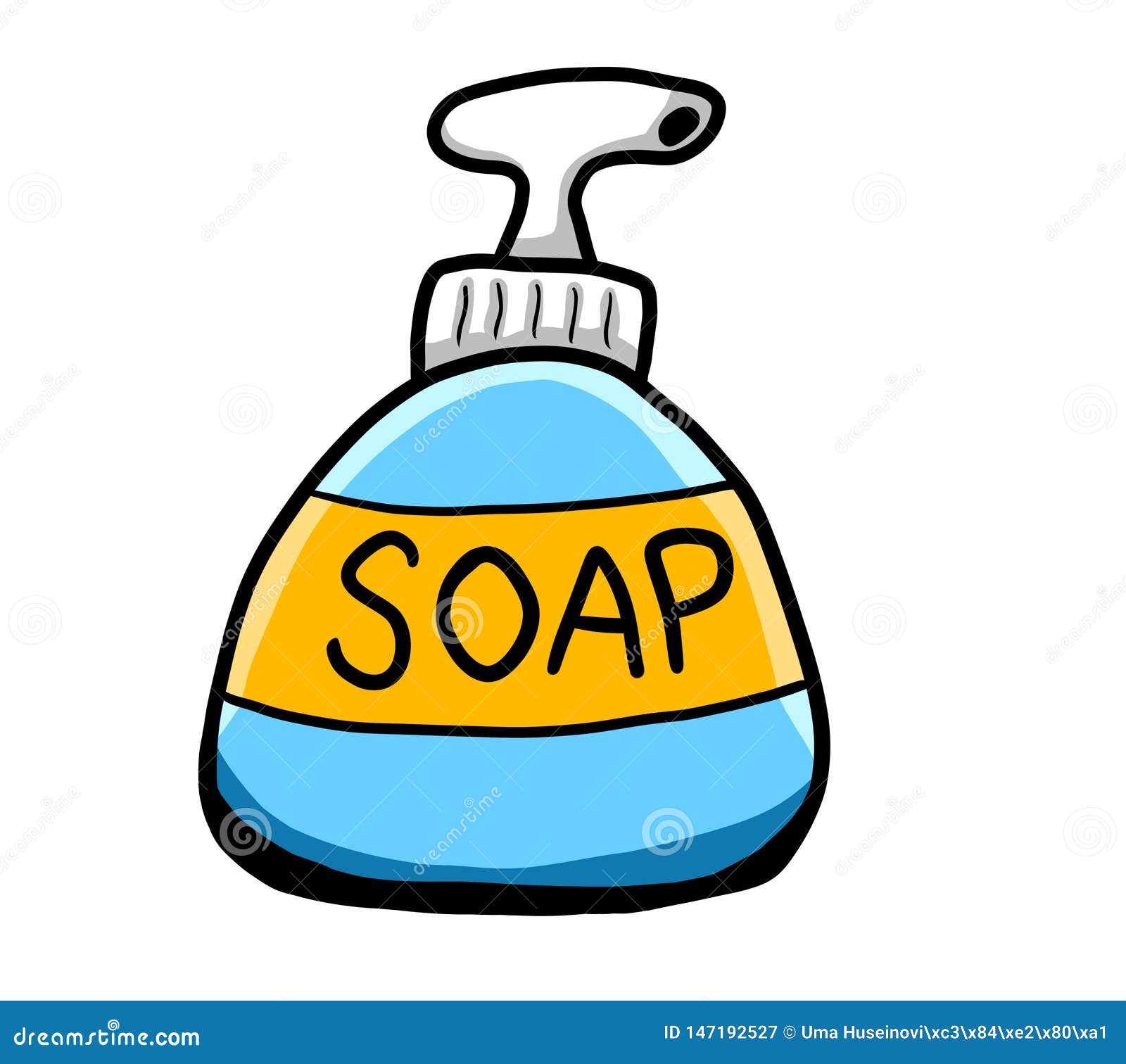 Cartoon Bottle of Blue Soap Stock Illustration - Illustration of doodle,  dispenser: 147192527