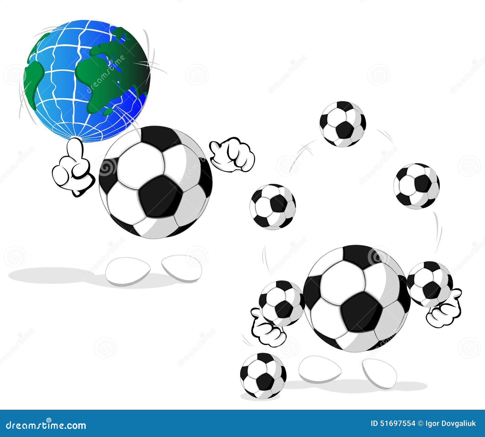 Cartoon soccer balls stock vector. Illustration of road - 51697554