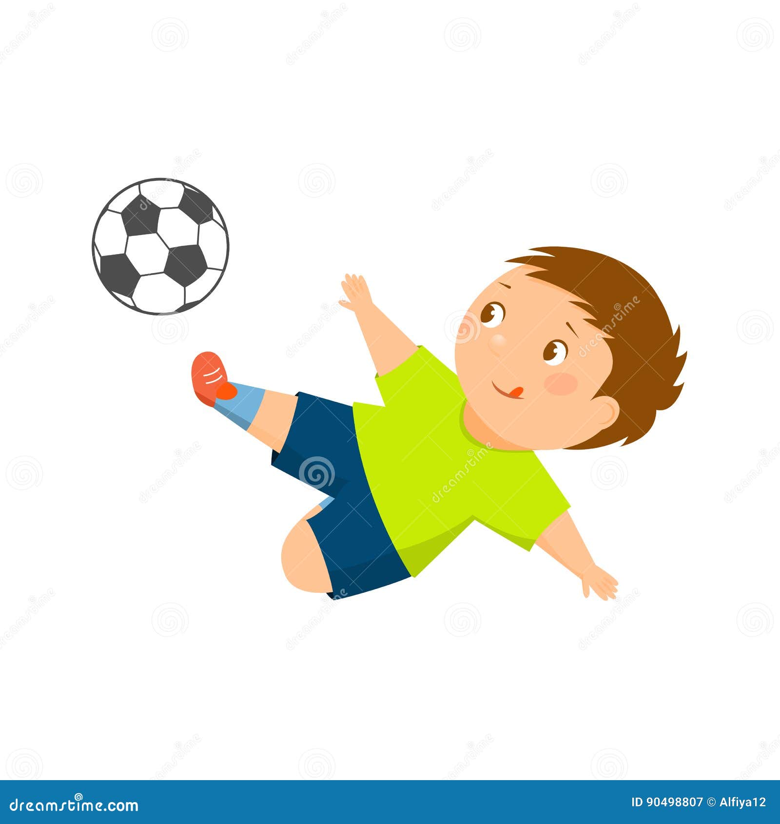 Cartoon Soccer Player Kicks the Ball. Stock Vector - Illustration of full,  male: 90498807