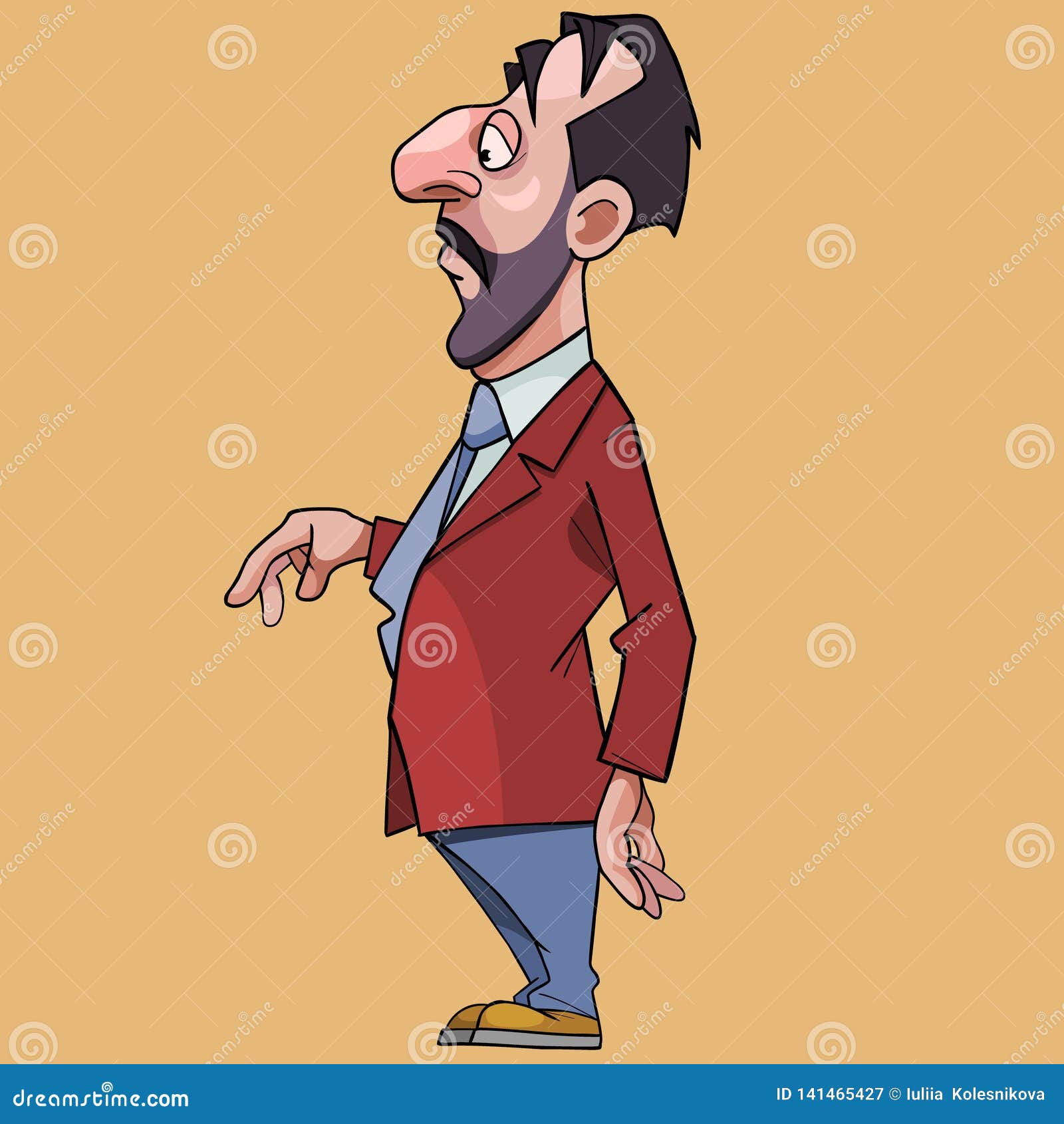 Cartoon Solid Man with a Big Nose in a Suit and Tie Stock Vector ...