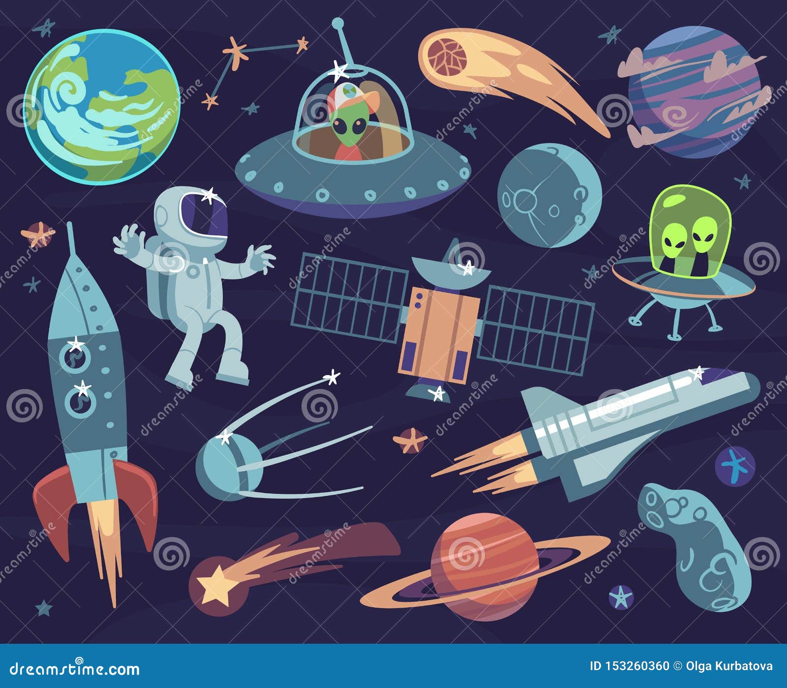 planets and More!300 DPI HighQuality Os004 universe rocket space illustration Space ship clipart- spaceship doodles outer space cosmos