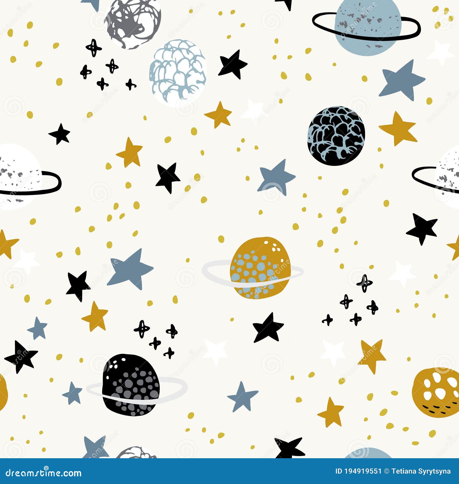 Cartoon Space Themed Background: Cute Planets, Moon, Stars, Galaxy, Milky  Way with Grunge, Doodle Textures Stock Vector - Illustration of cosmic,  moon: 194919551