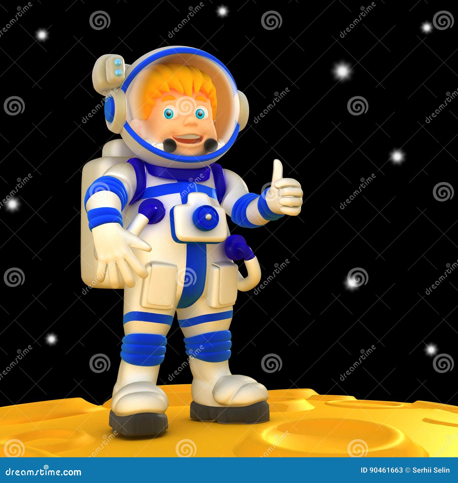 Cartoon Spaceman 3D Illustration. Stock Illustration - Illustration of