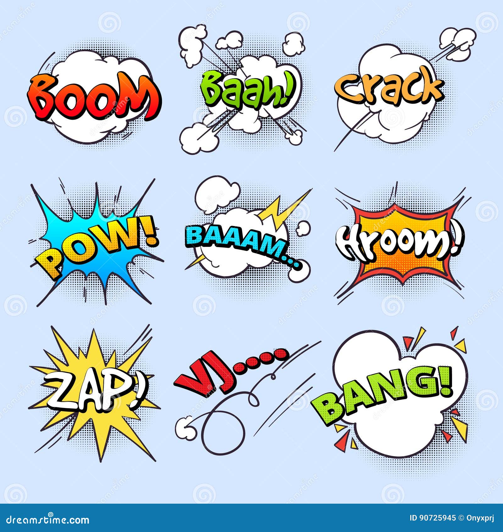 cartoon speech bubbles, explode bang sound with comic text s  collection