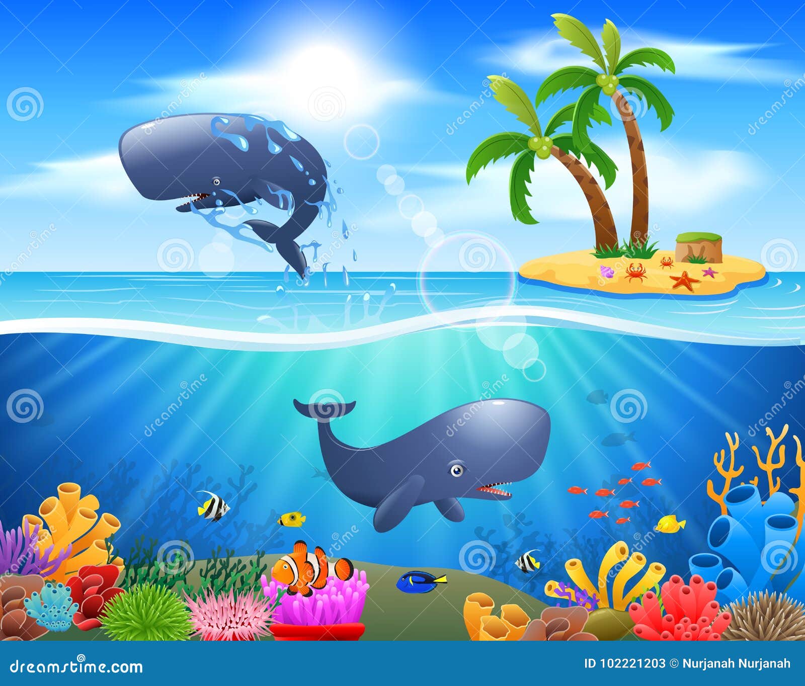 Cartoon Sperm Whale Jumping in Blue Ocean Stock Vector - Illustration of  icon, mammal: 102221203