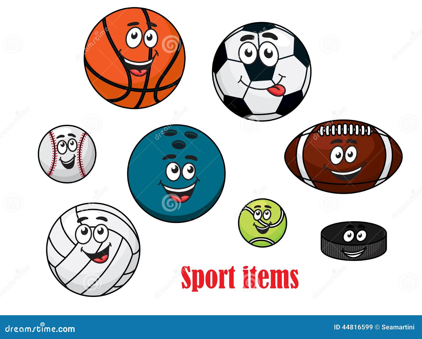 Cartoon Sport Ball Characters Stock Vector - Illustration of recreation,  ball: 44816599