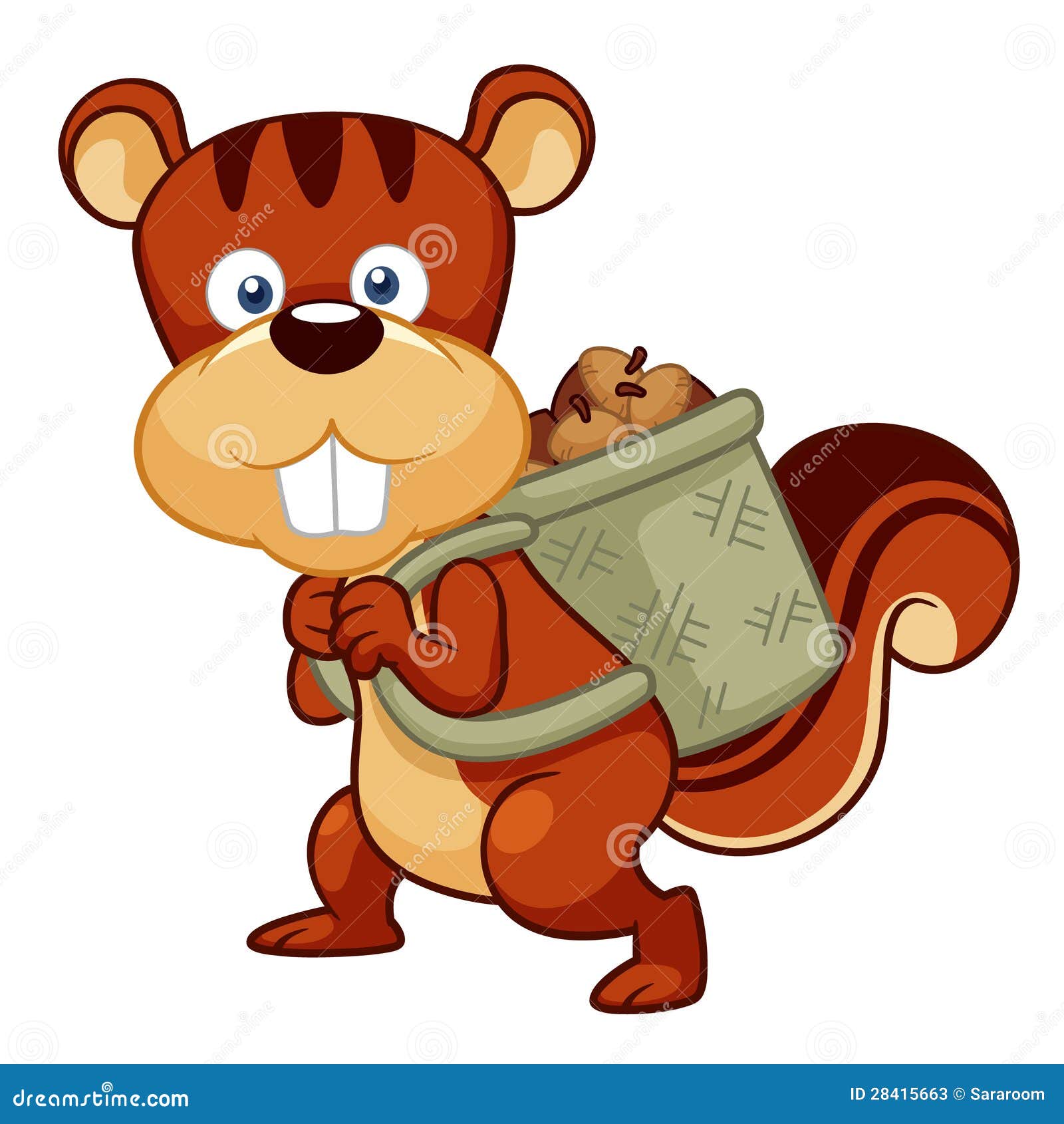 Cartoon Squirrel Hoard Nuts Stock Vector - Illustration of smile, funny:  28415663