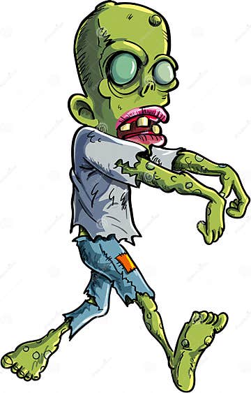 Cartoon Stalking Zombie Writ Ripped Clothes Stock Vector - Illustration ...