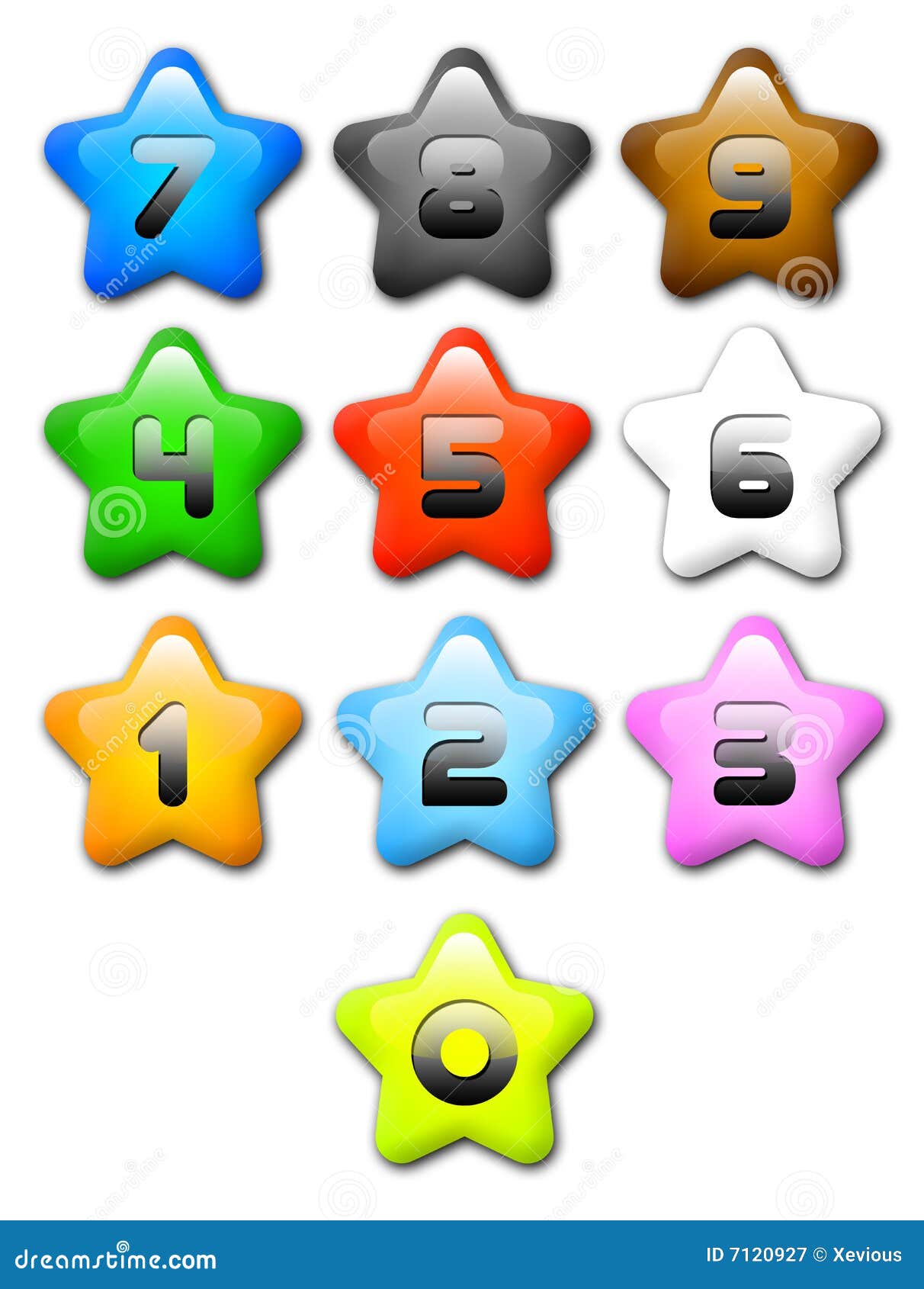 Cartoon Star, Numbers, Colours Stock Illustration - Illustration of