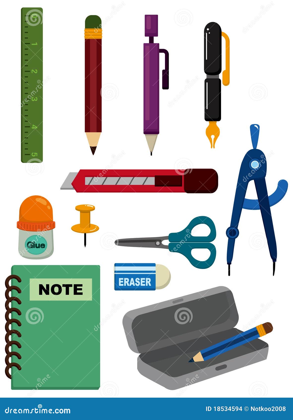 Cartoon Stationery icon stock vector. Illustration of color 18534594