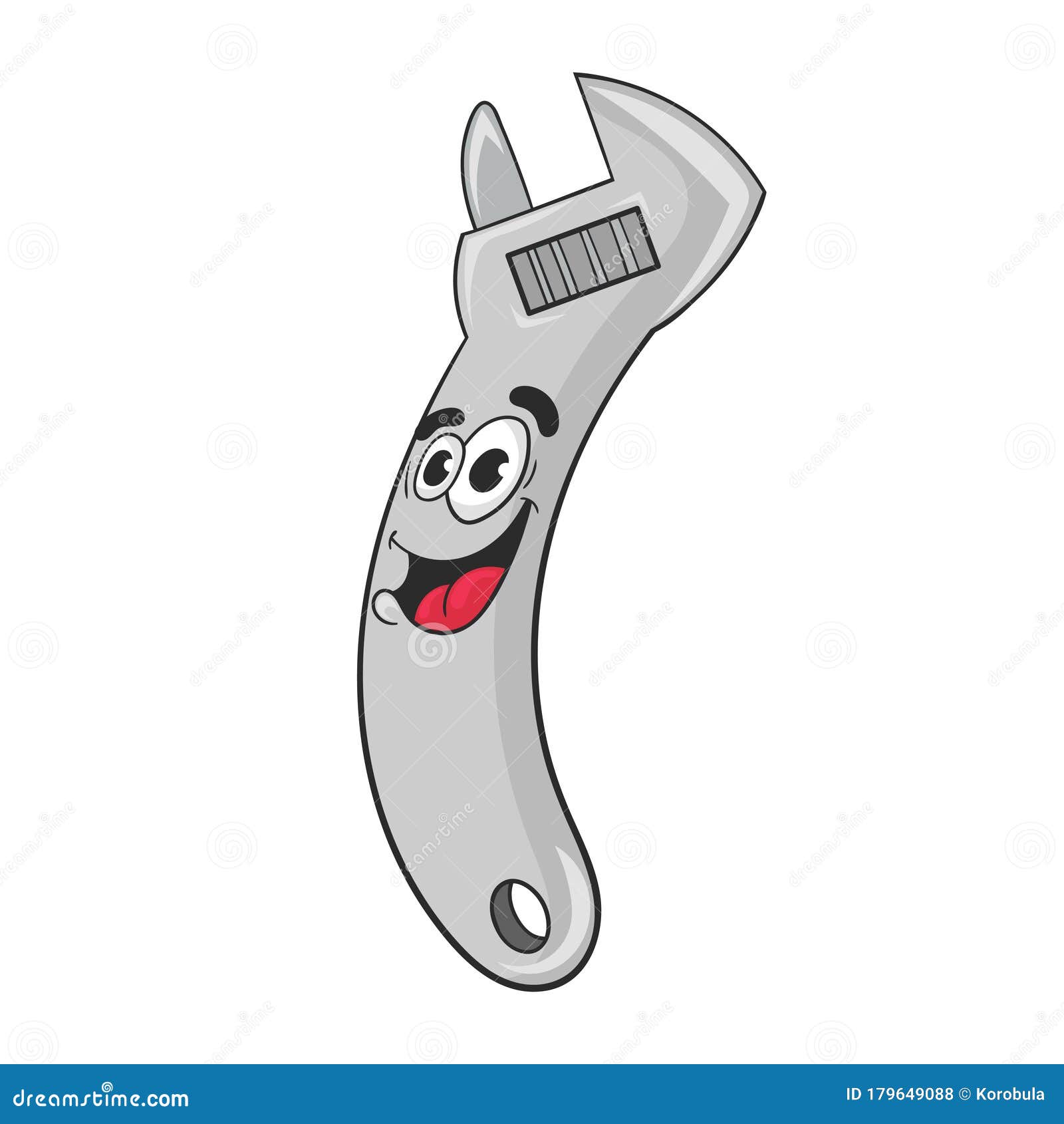 Cartoon Steel Adjustable Wrench , Vector Illustration Stock Vector