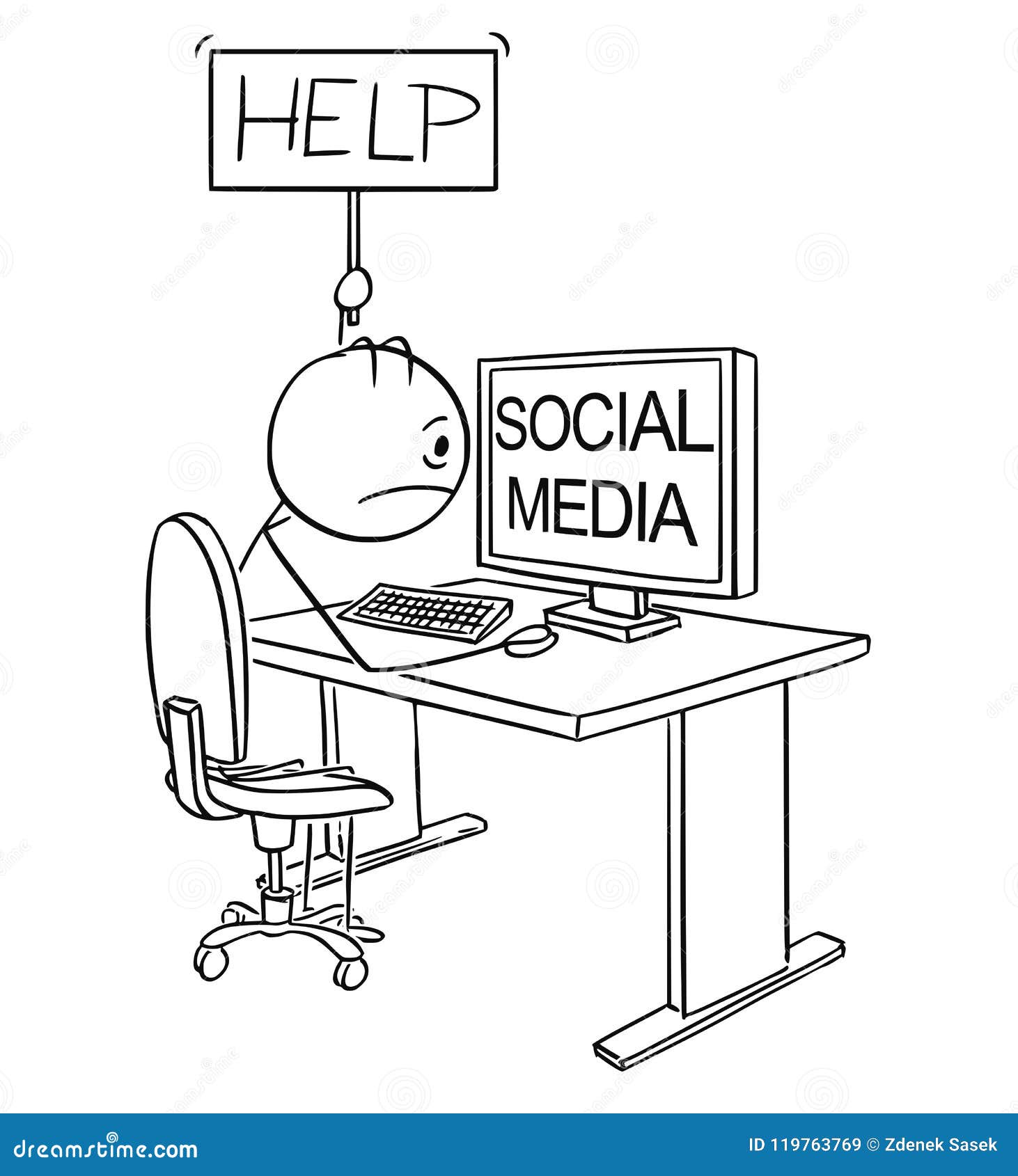 Cartoon of Man or Businessman Addicted To Social Media Holding Help Sign Stock Vector - Illustration of health, life: 119763769 Cartoon of Man or Businessman Addicted To Social Media Holding Help Sign Stock Vector - Illustration of health, life: 119763769