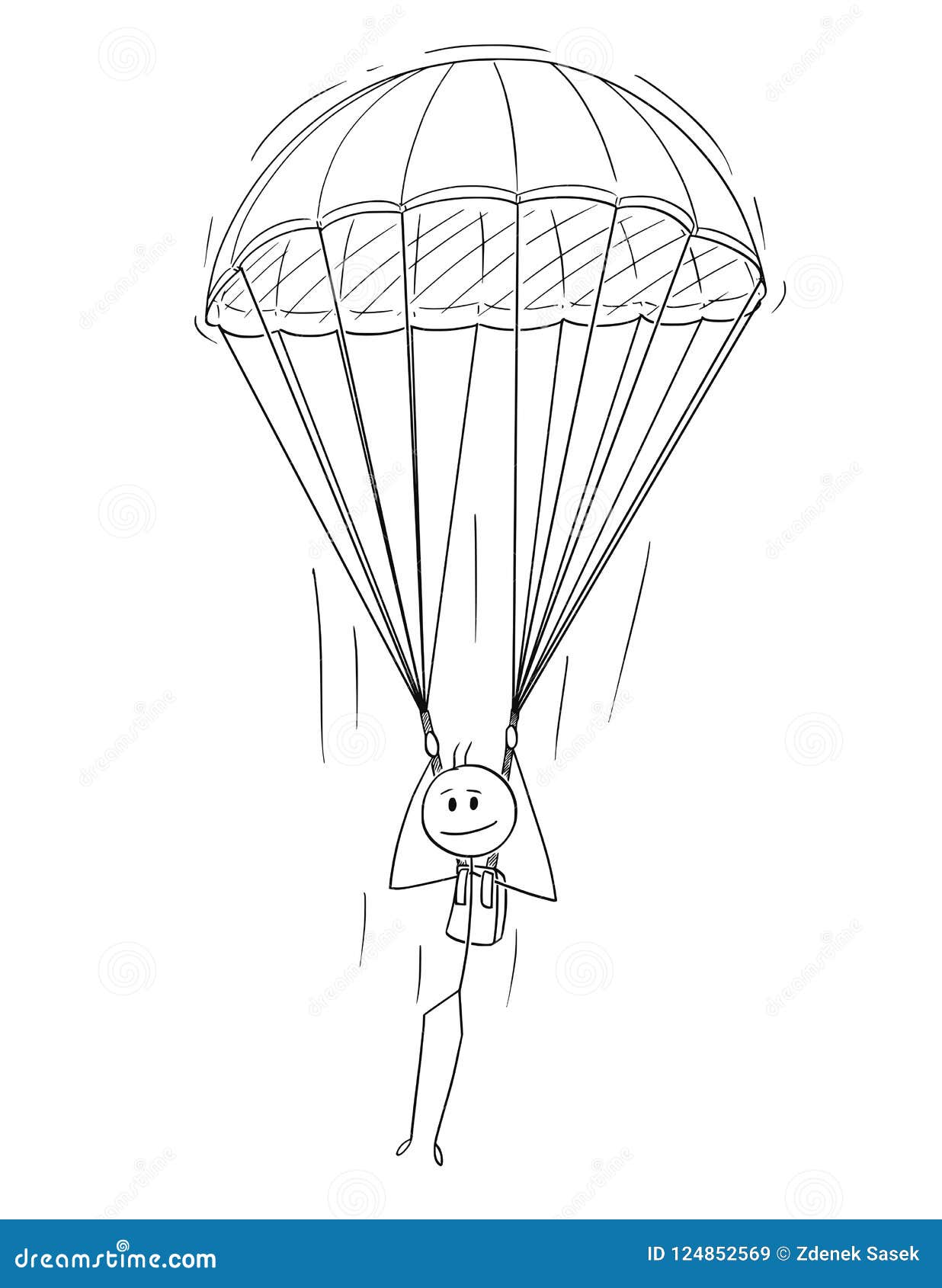 cartoon of skydiver man or businessman with parachute