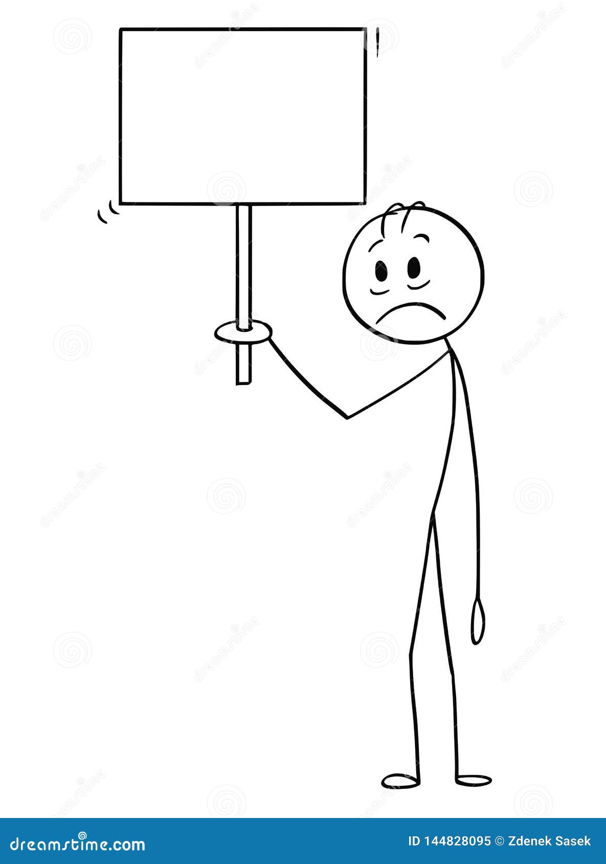 Cartoon Of Sad And Depressed Man Holding Empty Sign | CartoonDealer.com ...