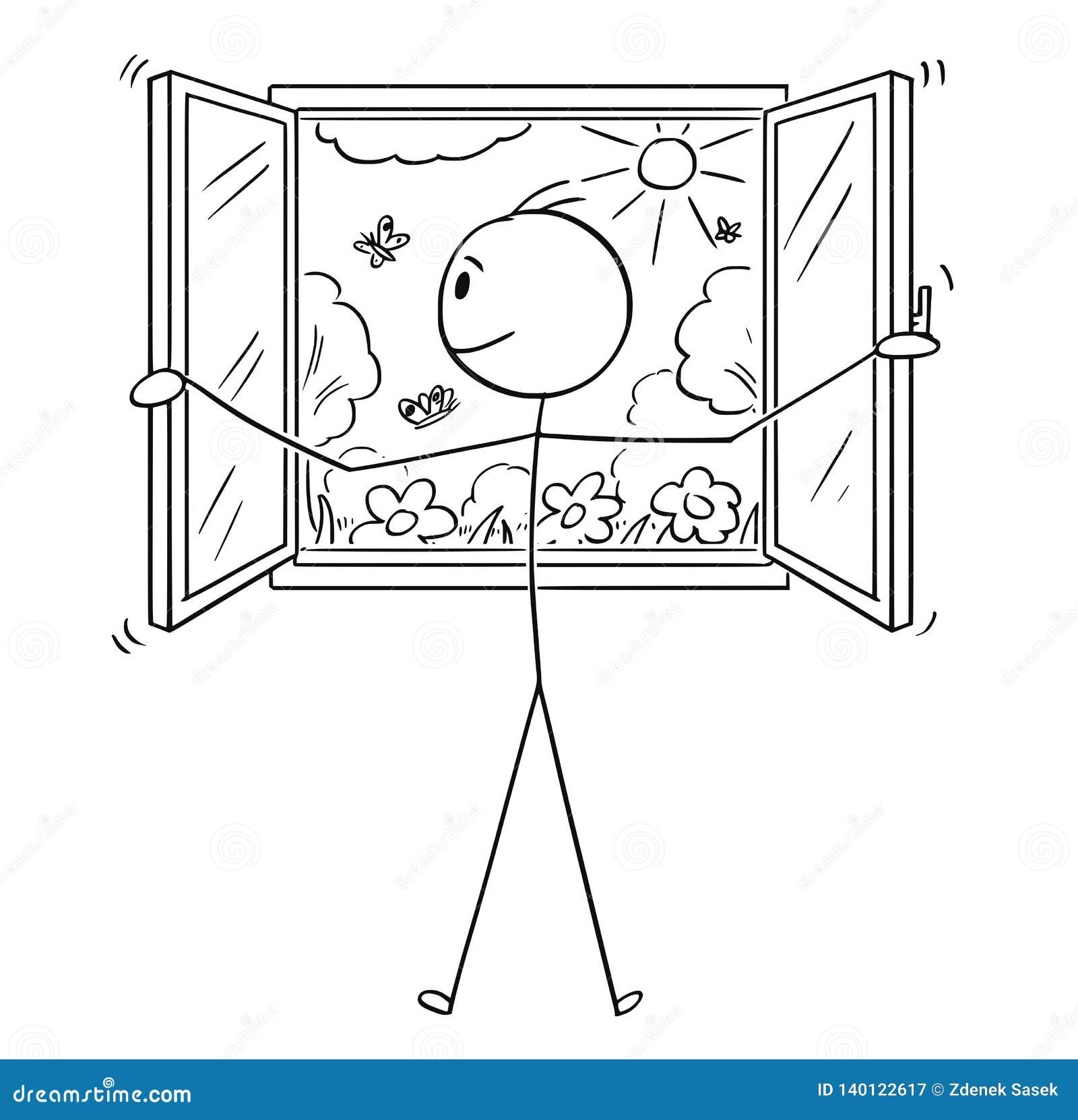 Cartoon of Man Opening Window To Garden or Nature Stock Vector - Illustration of indoor, open: 140122617 Cartoon of Man Opening Window To Garden or Nature Stock Vector - Illustration of indoor, open: 140122617