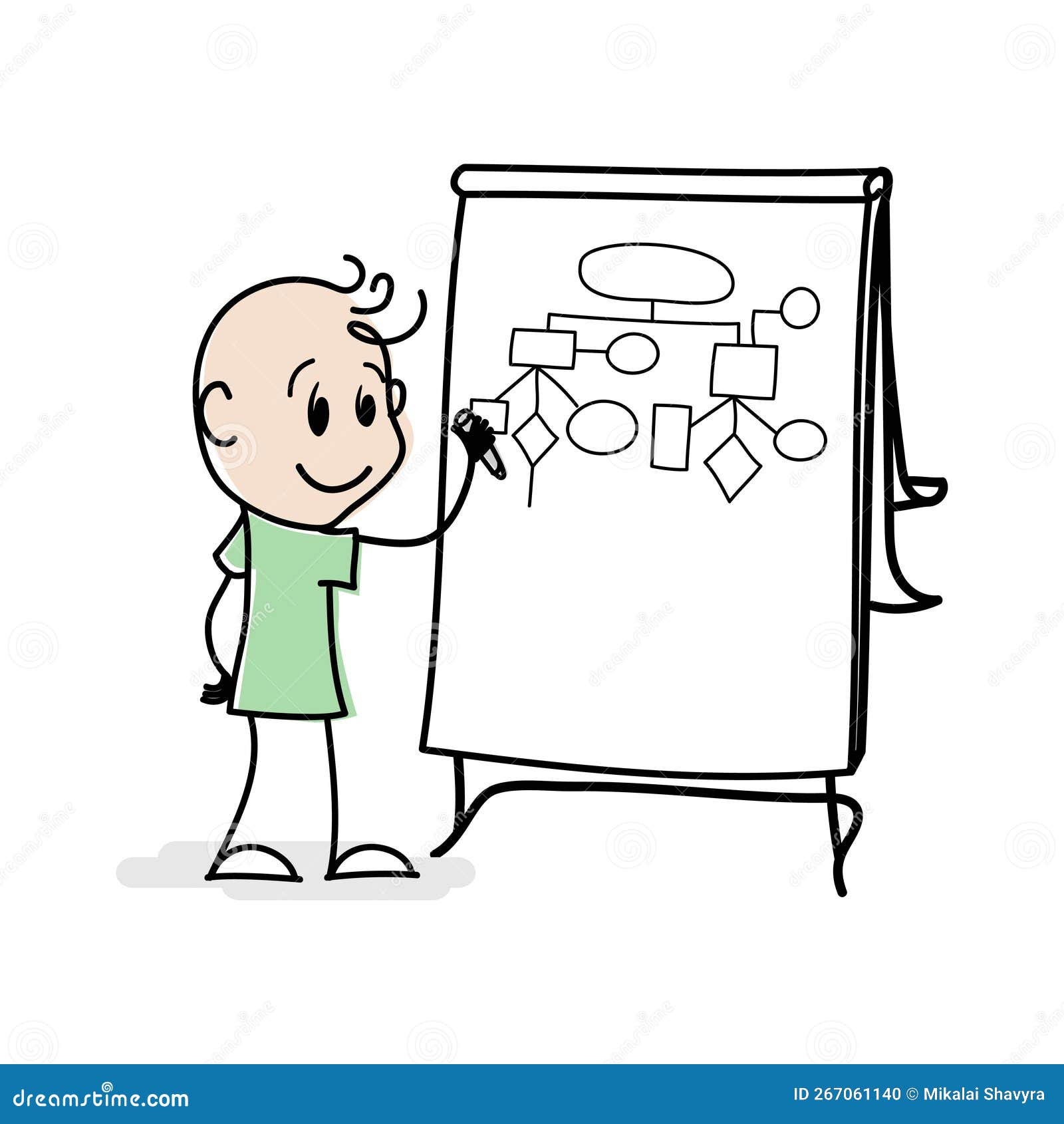 Cartoon Stick Figure Drawing Conceptual Illustration of Young Man