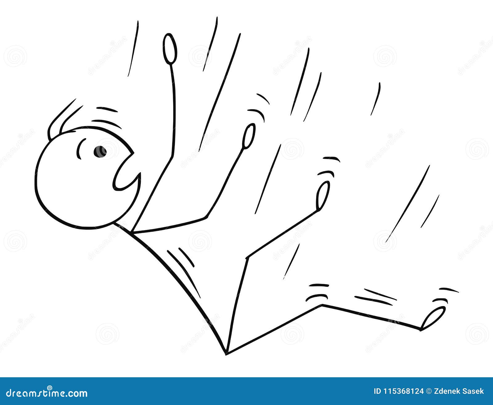 cartoon of man or businessman falling down