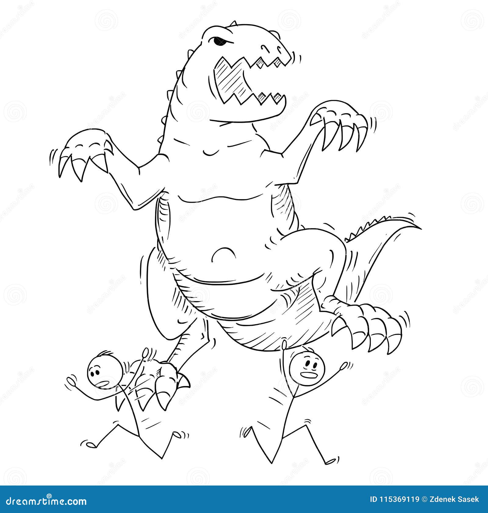 Cartoon Dinosaur Running Away Meteor Stock Vector (Royalty Free