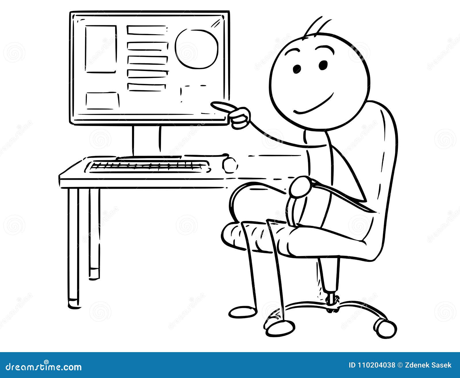 Cartoon of Businessman Pointing at Computer Screen Stock Vector - Illustration of conceptual, hand: 110204038 Cartoon of Businessman Pointing at Computer Screen Stock Vector - Illustration of conceptual, hand: 110204038