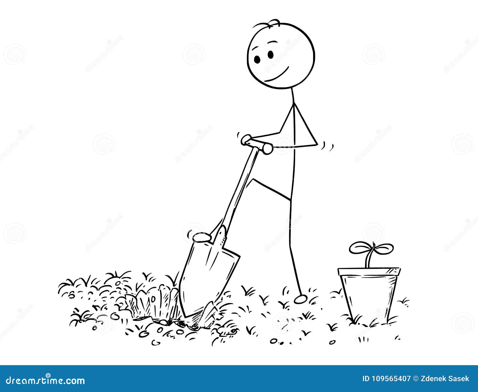 Cartoon of Gardener Digging a Hole for Plant Stock Vector - Illustration of  plant, outdoor: 109565407
