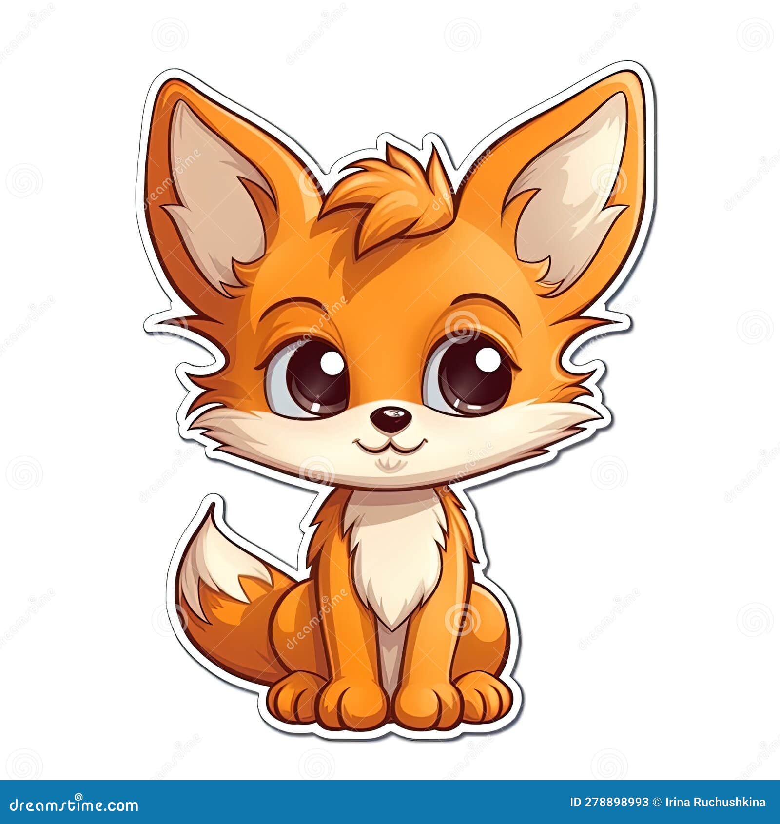 Illustration Cute Baby Fox Sticker White Stock Illustration