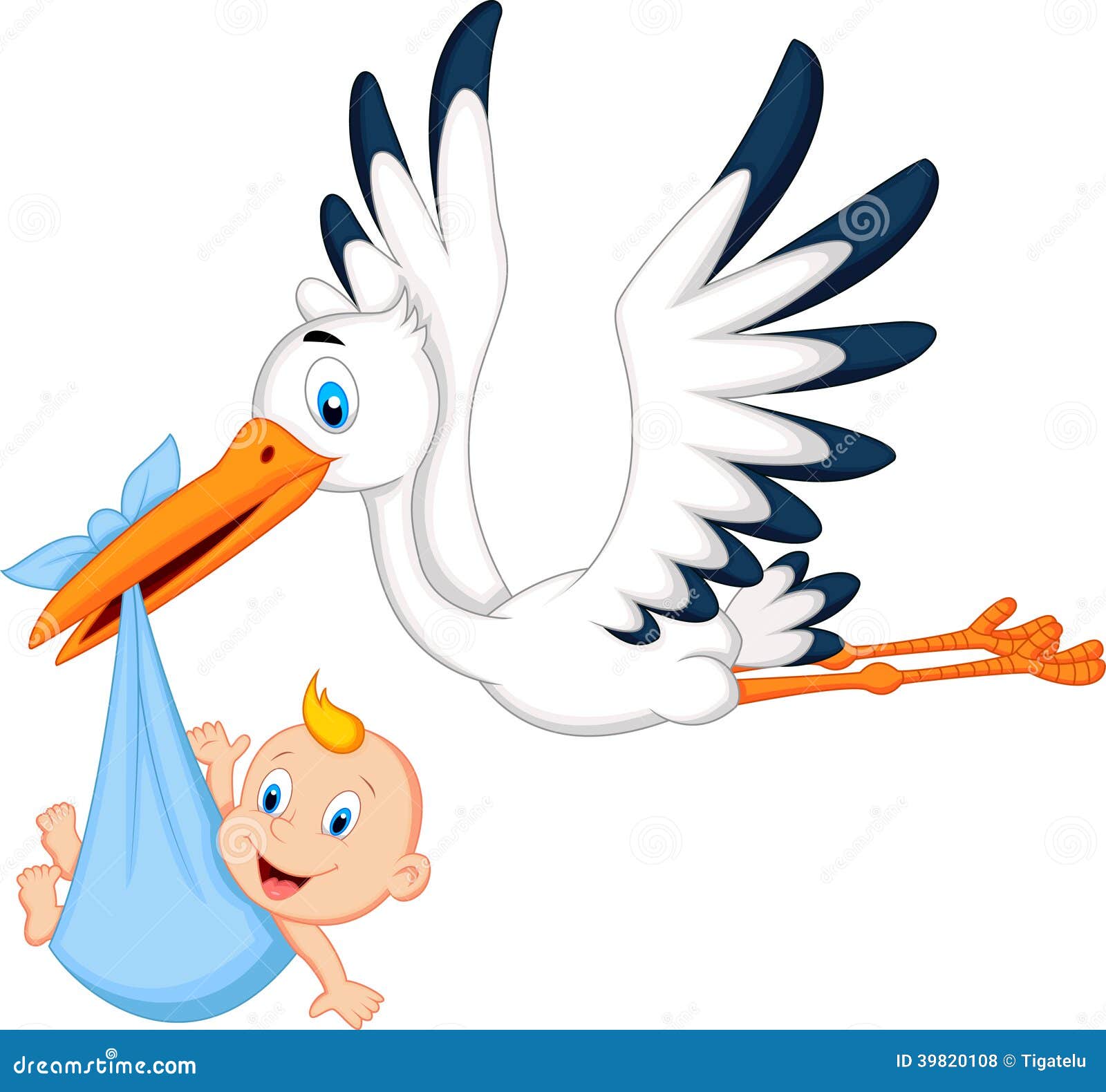 Cartoon Stork Carrying Baby Stock Vector - Illustration of child, cartoon:  39820108