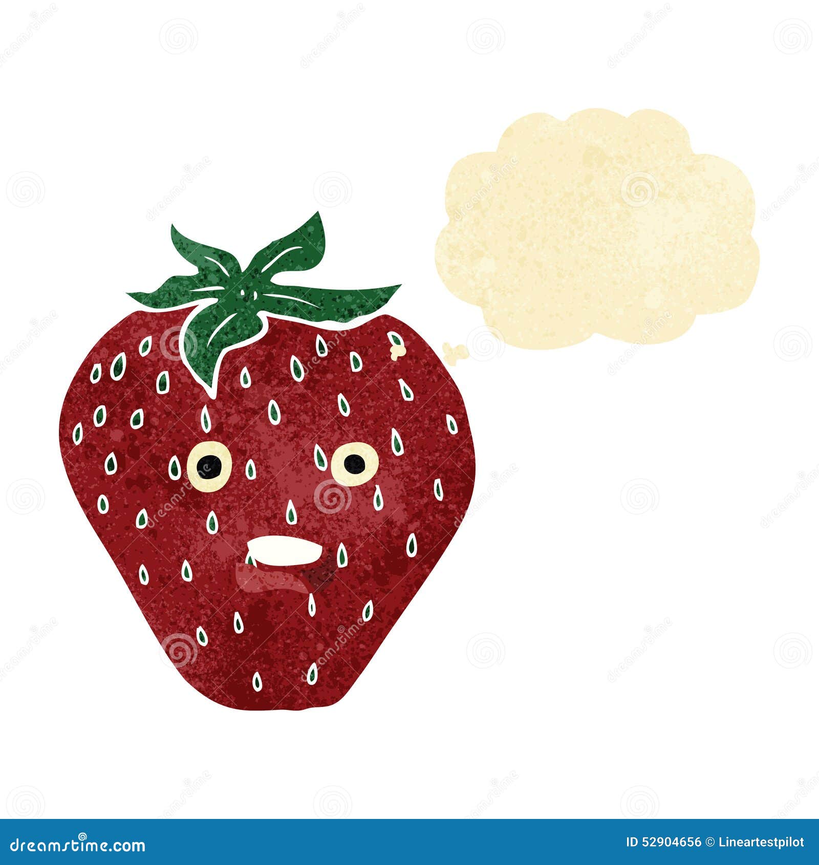 Cartoon Strawberry with Thought Bubble Stock Illustration