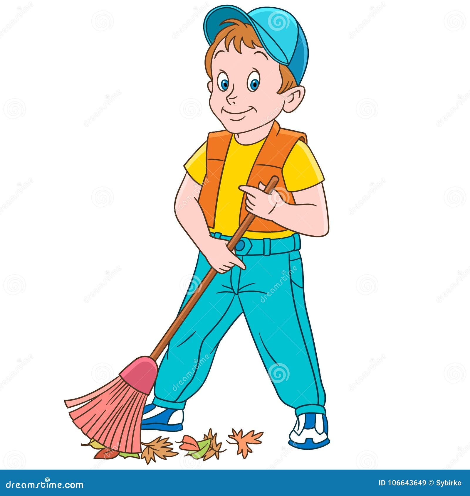 Cartoon Street Cleaner Sweeper Stock Vector - Illustration of clipart,  autumn: 106643649