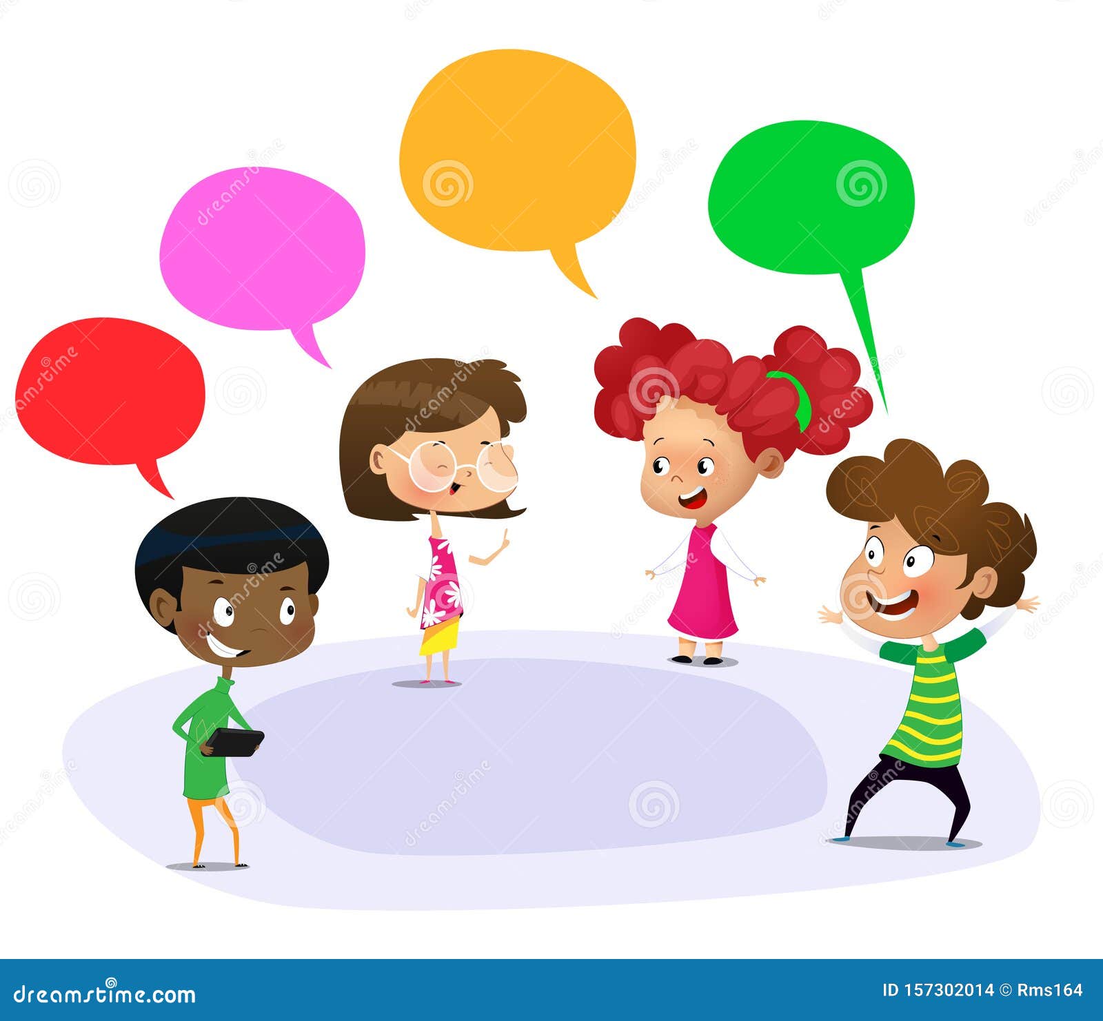 Cartoon Students Talking Outdoors of School. Vector Stock Vector ...