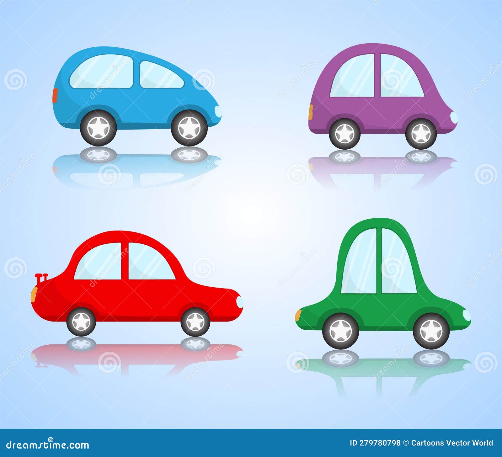 Cartoon Style Cute Little Car for Kids Vector Illustration Isolated on