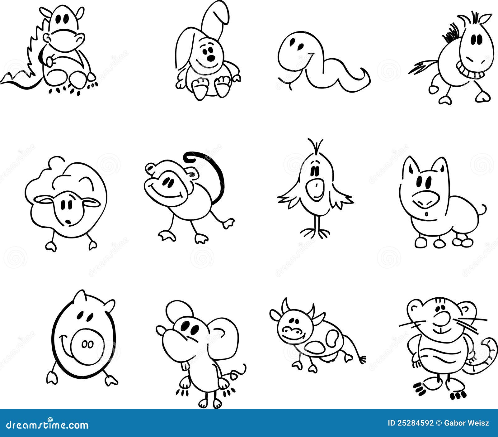 Cute Cartoon Chinese Zodiac And Happy Chinese New Year Royalty Free SVG,  Cliparts, Vectors, and Stock Illustration. Image 69362353.