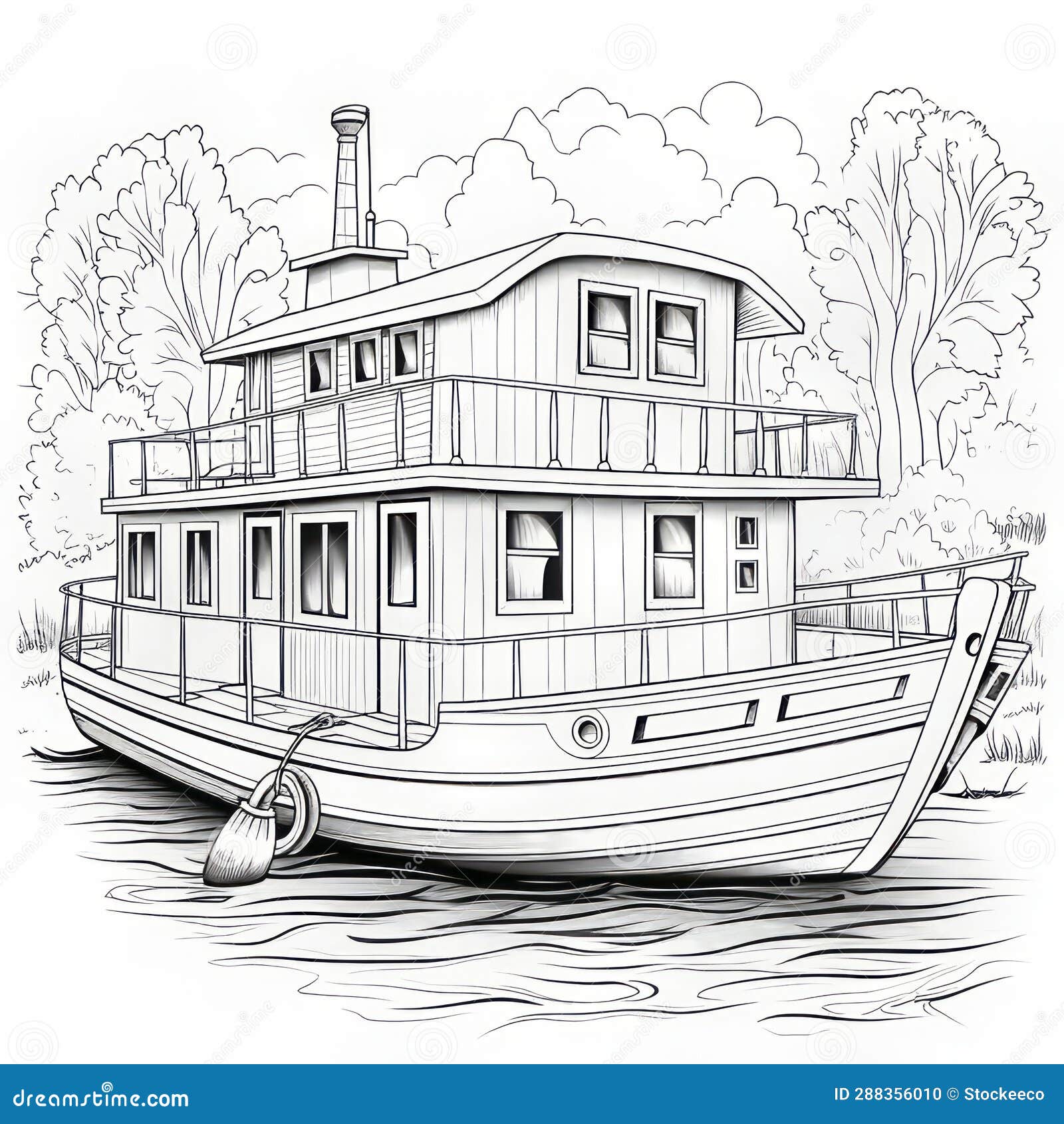 Houseboat Drawing PNG  SVG Design For TShirts